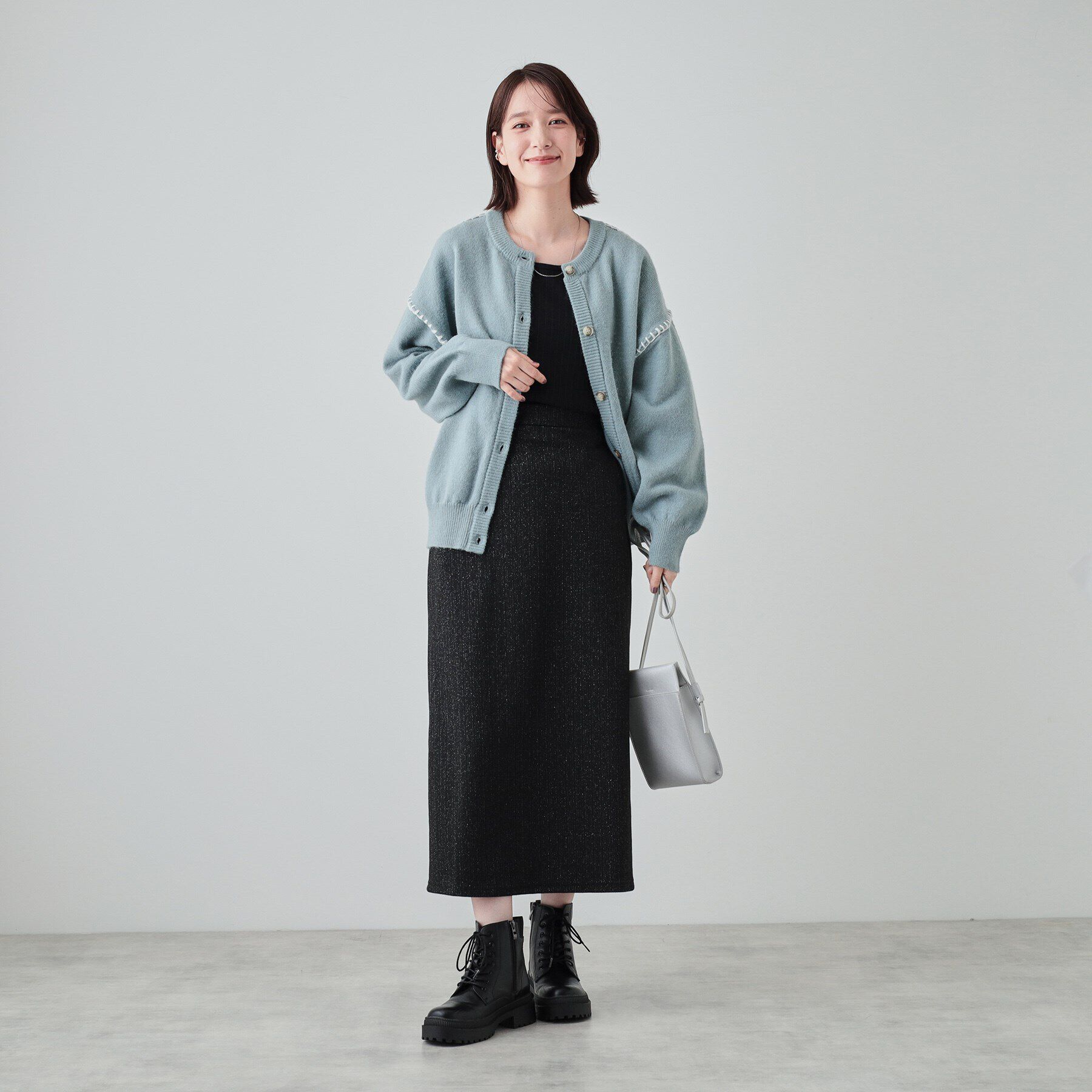 SHOO･LA･RUE「【S-LL】さりげないラメが上品 やわらかナロースカート」|スカート|