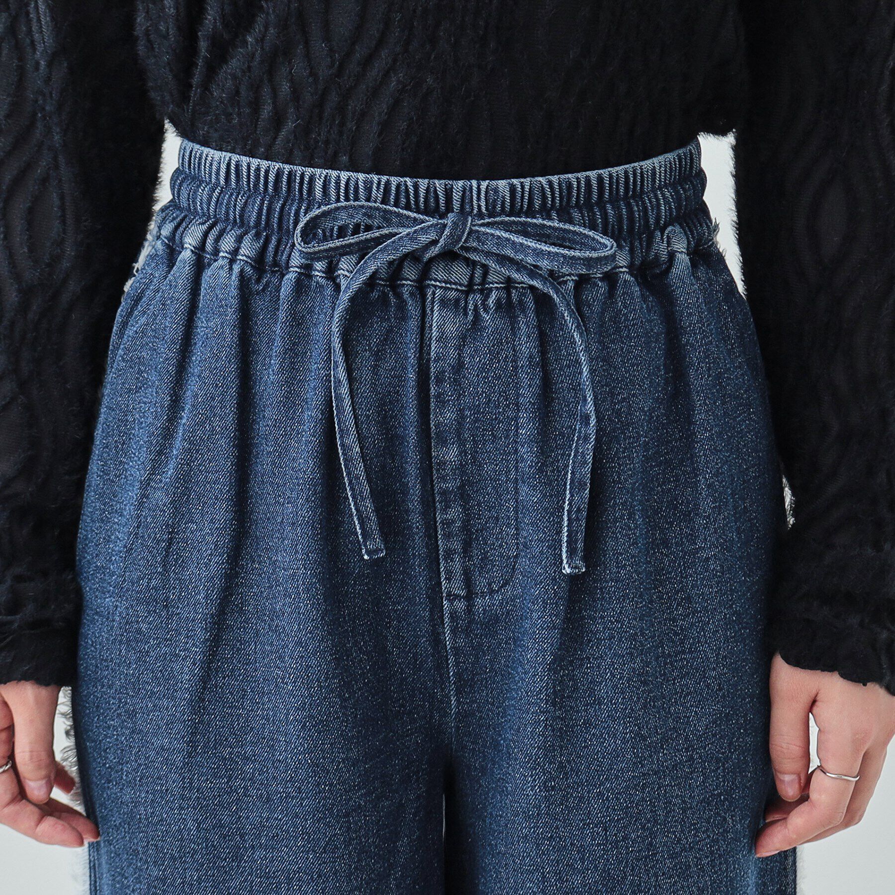 SHOO･LA･RUE「【あったか裏起毛】サイドフリンジがアクセント イージーデニムパンツ」|デニム|