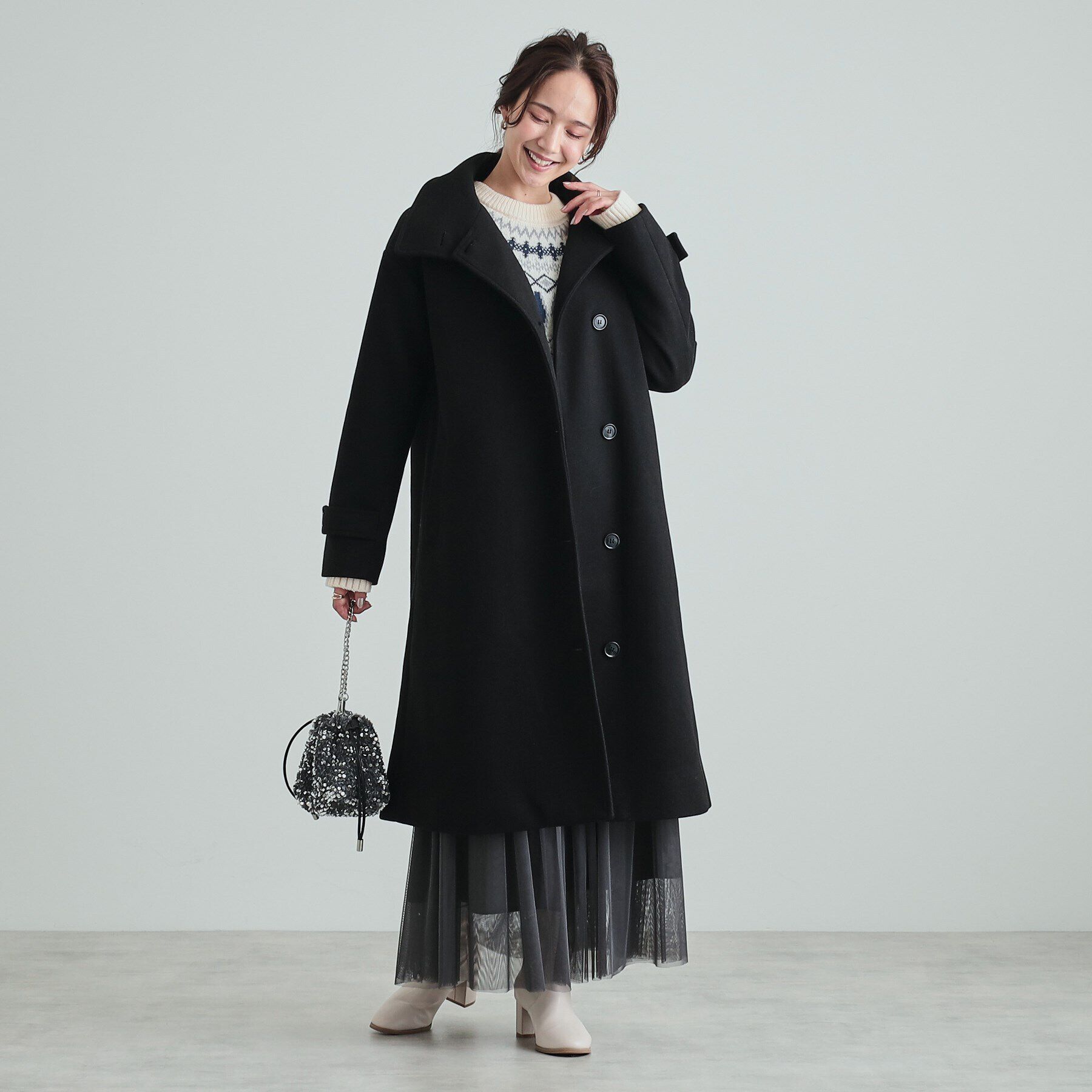 SHOO･LA･RUE「大人のお出かけスタイルに あったかウール調 スタンドカラーコート」|その他|