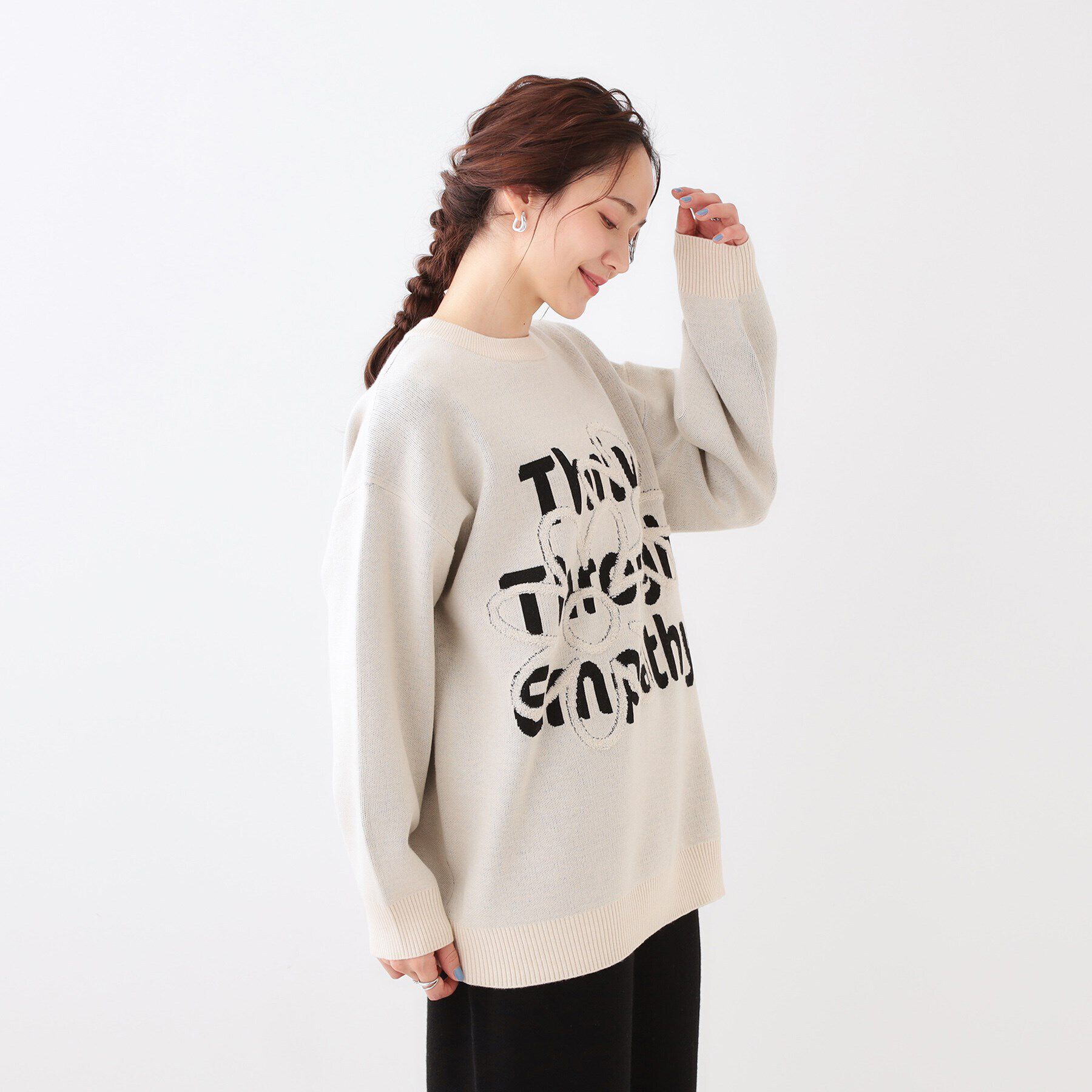 SHOO･LA･RUE「お花&times;ロゴ ゆるシルエットニット」|ニット・セーター|