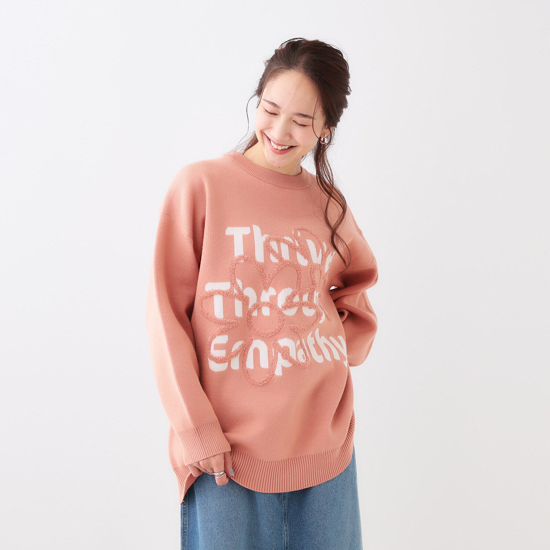 SHOO･LA･RUE「お花&times;ロゴ ゆるシルエットニット」|ニット・セーター|