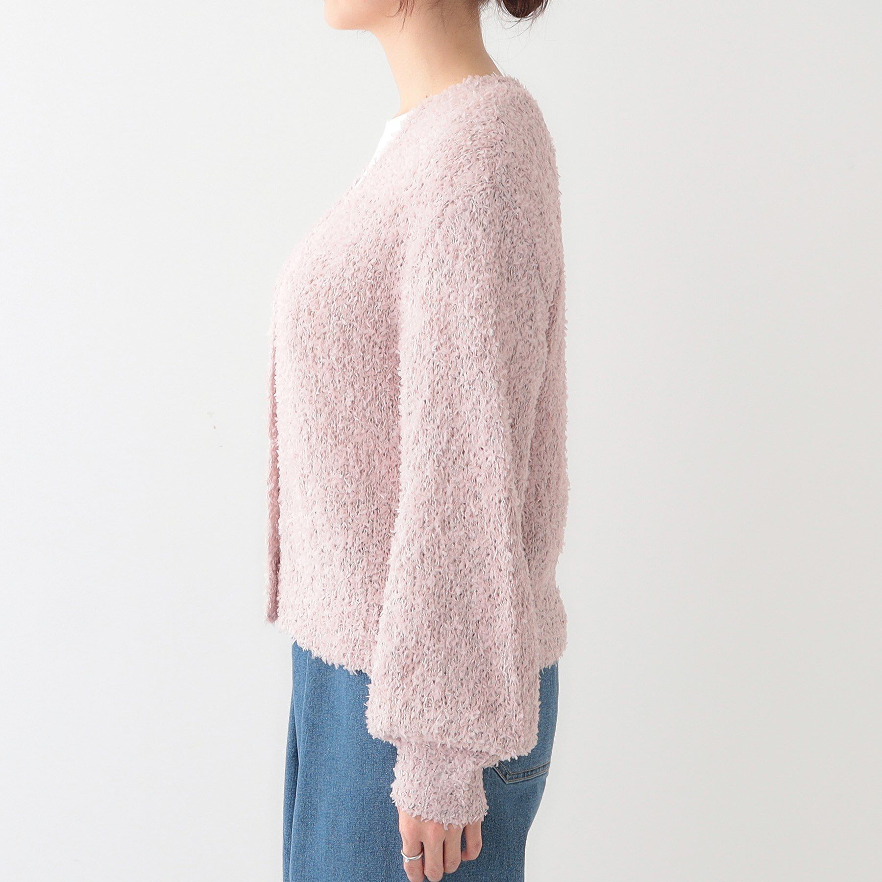 SHOO･LA･RUE「【S-LL】ふわふわ軽やかラメニットカーディガン」|カーディガン|