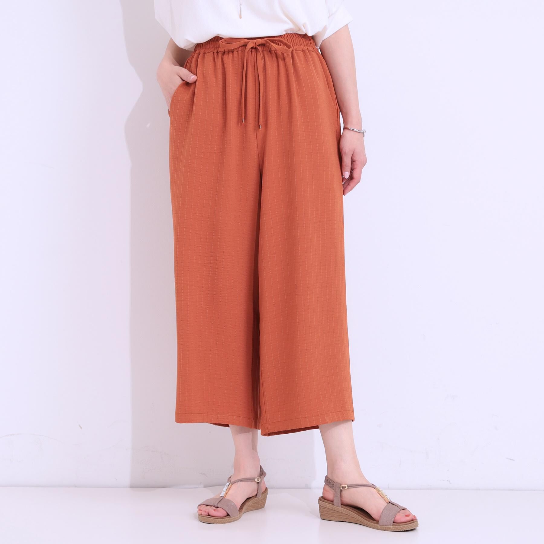 SHOO･LA･RUE「【着丈選べる/ひんやり】ストライプ見えイージーワイドパンツ」|その他|