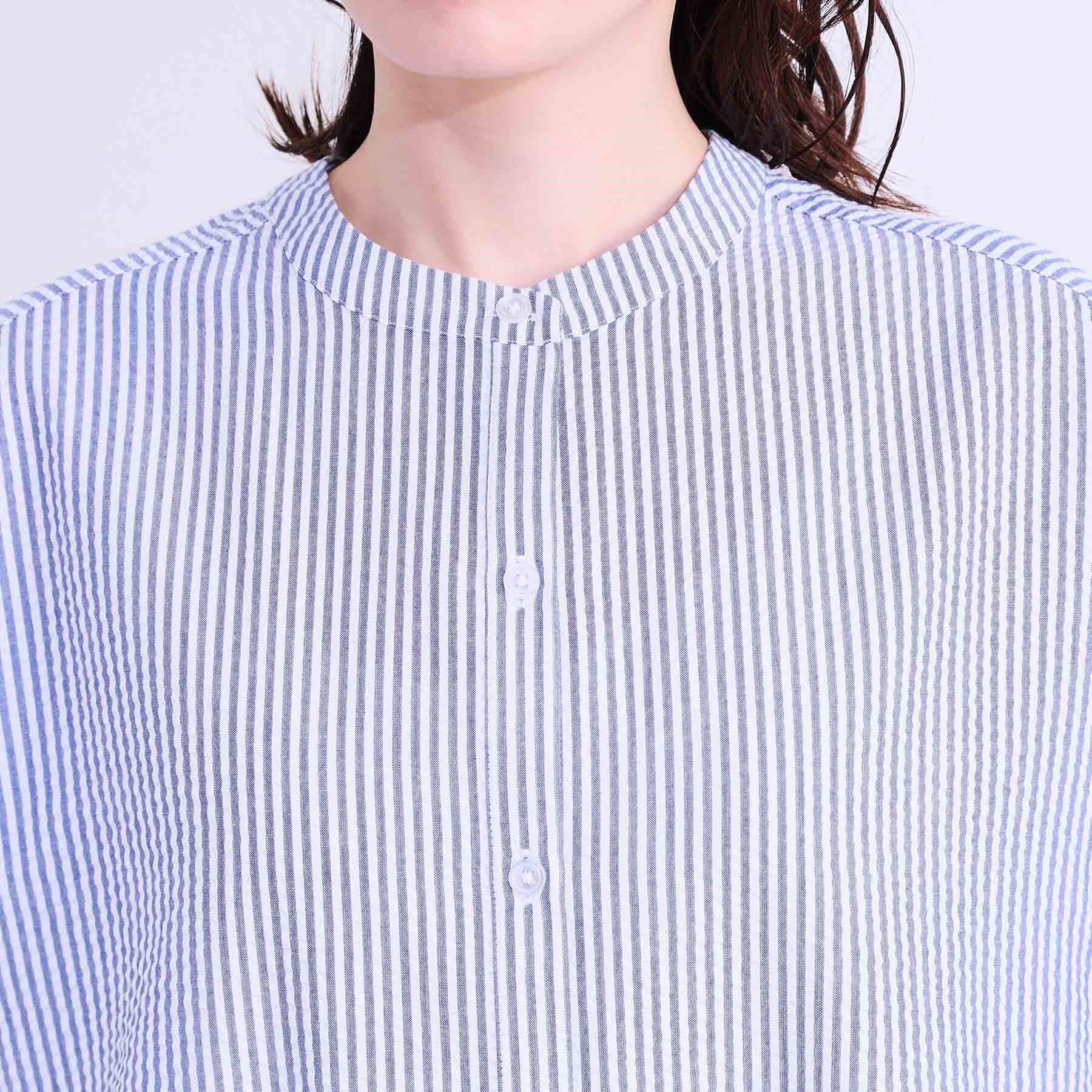 SHOO･LA･RUE「【洗える/S-LL】涼やかで好印象 サッカーブラウス」|シャツ・ブラウス|