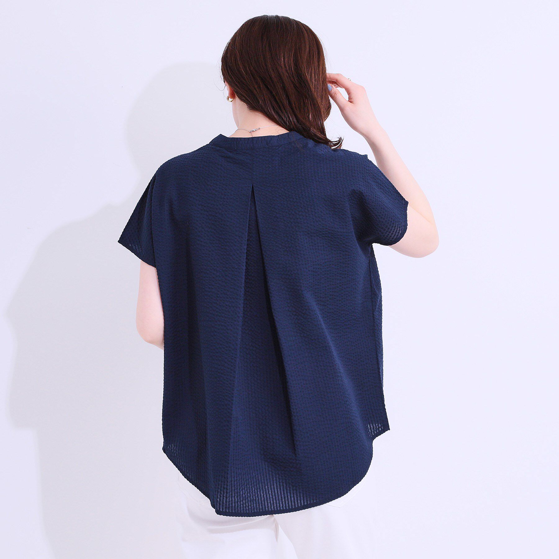 SHOO･LA･RUE「【洗える/S-LL】涼やかで好印象 サッカーブラウス」|シャツ・ブラウス|