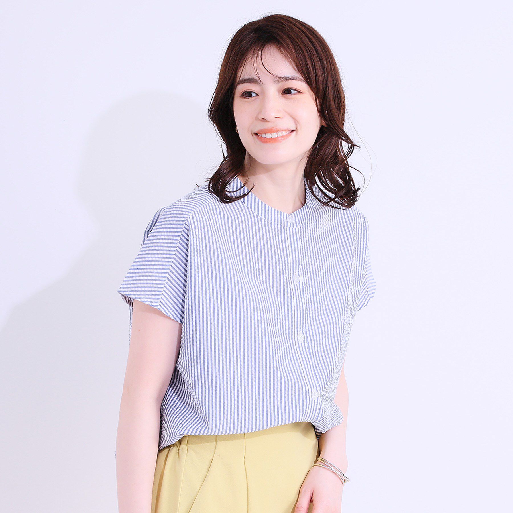 SHOO･LA･RUE「【洗える/S-LL】涼やかで好印象 サッカーブラウス」|シャツ・ブラウス|