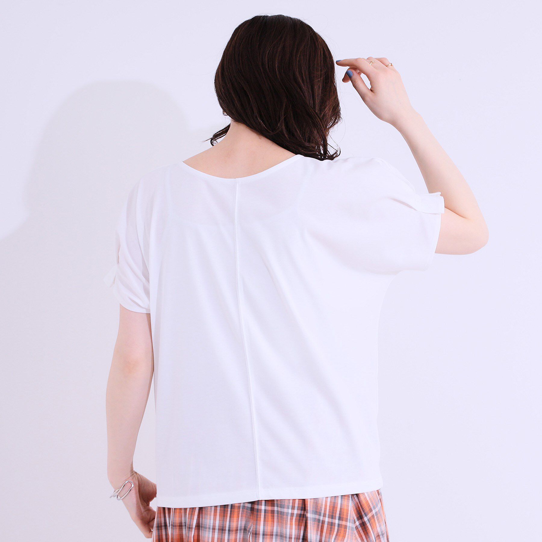 SHOO･LA･RUE「【S-LL/UV/プチプラ】お袖タックで好印象 デザインTシャツ」|Tシャツ・カットソー|