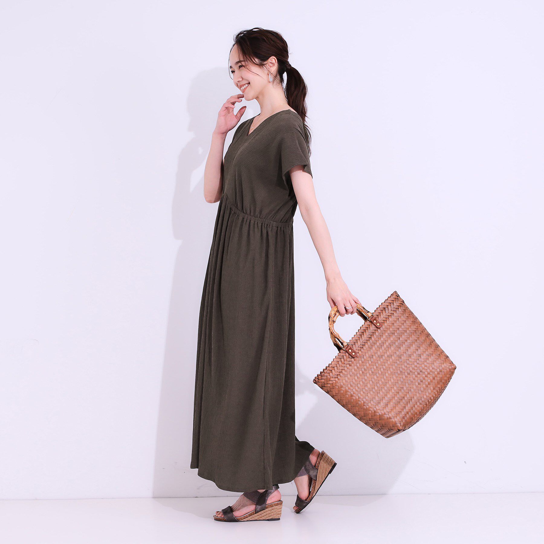 SHOO･LA･RUE「【前後2WAY】さらりと大人上品に 楊柳フレンチワンピース」|ワンピース|