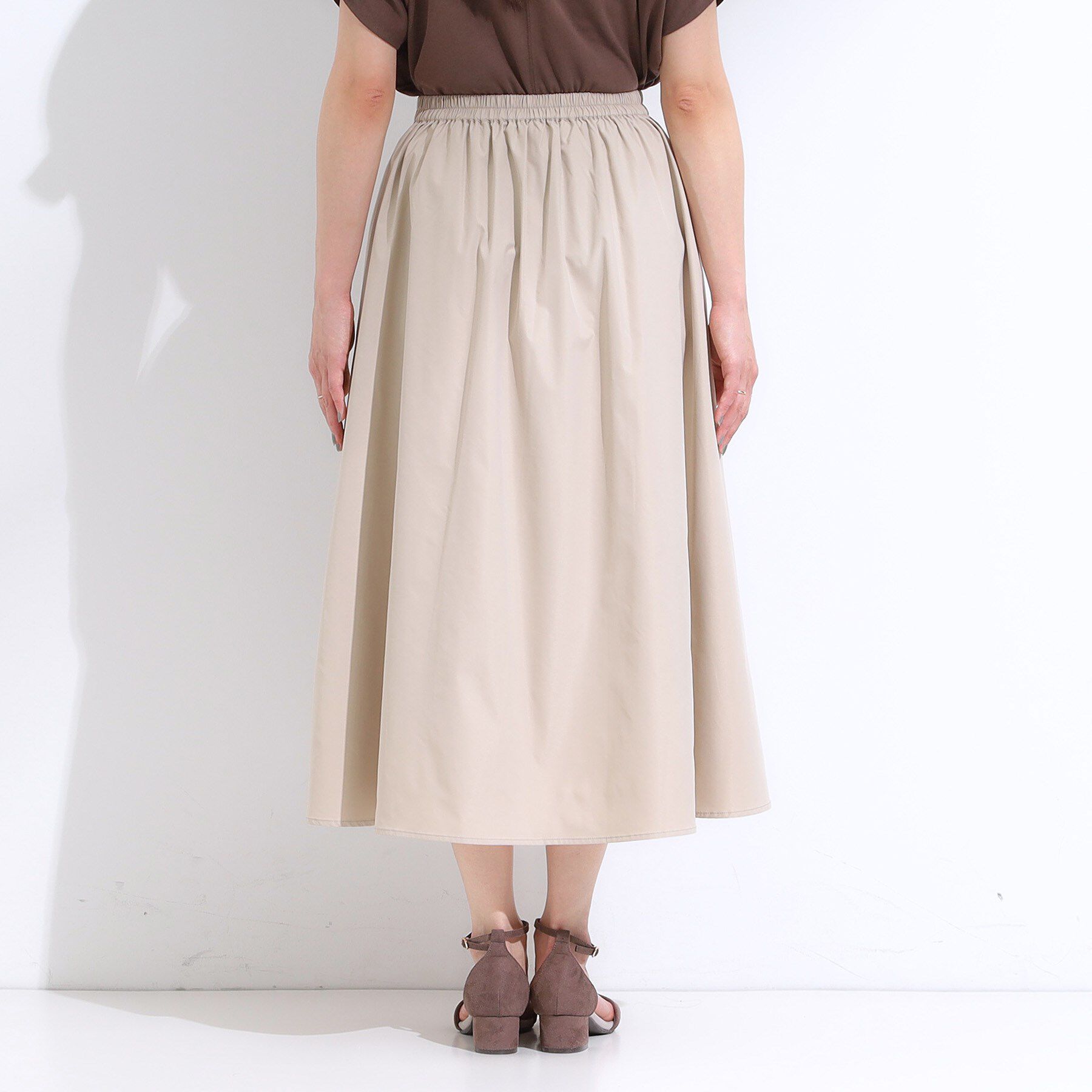 SHOO･LA･RUE「【洗える/S-LL/撥水】タックギャザー フレアスカート」|スカート|