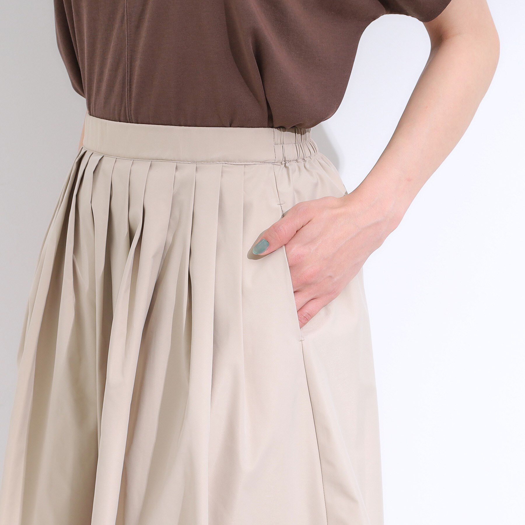 SHOO･LA･RUE「【洗える/S-LL/撥水】タックギャザー フレアスカート」|スカート|