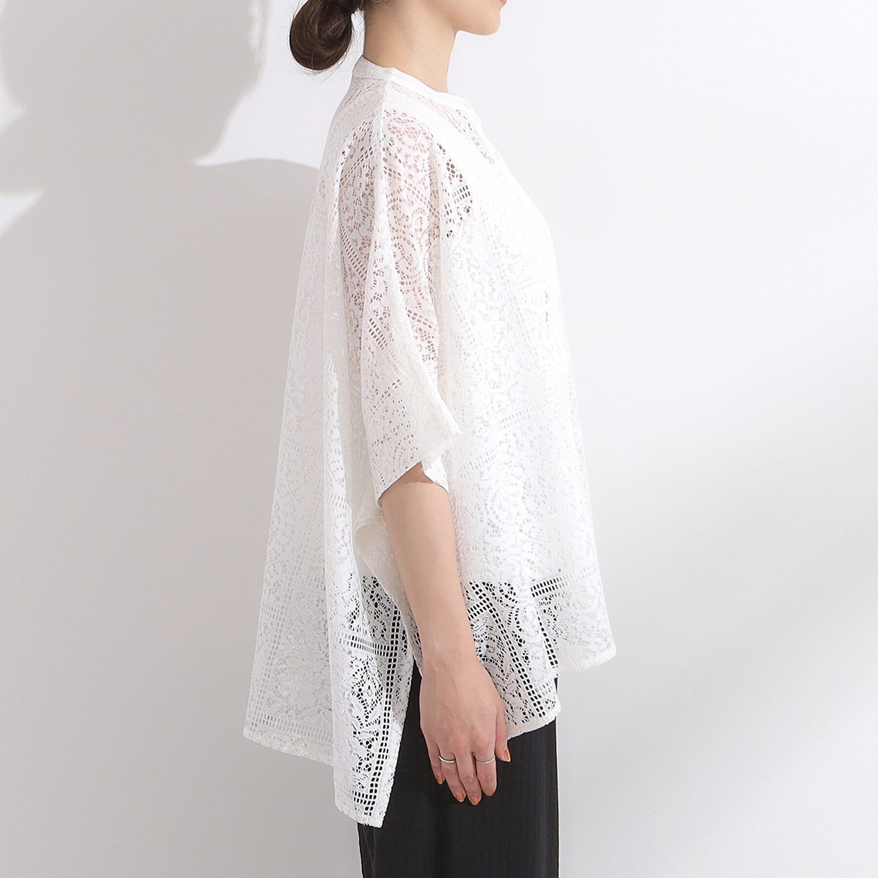 SHOO･LA･RUE「大人レトロスタイルに レースポンチョシャツ」|シャツ・ブラウス|