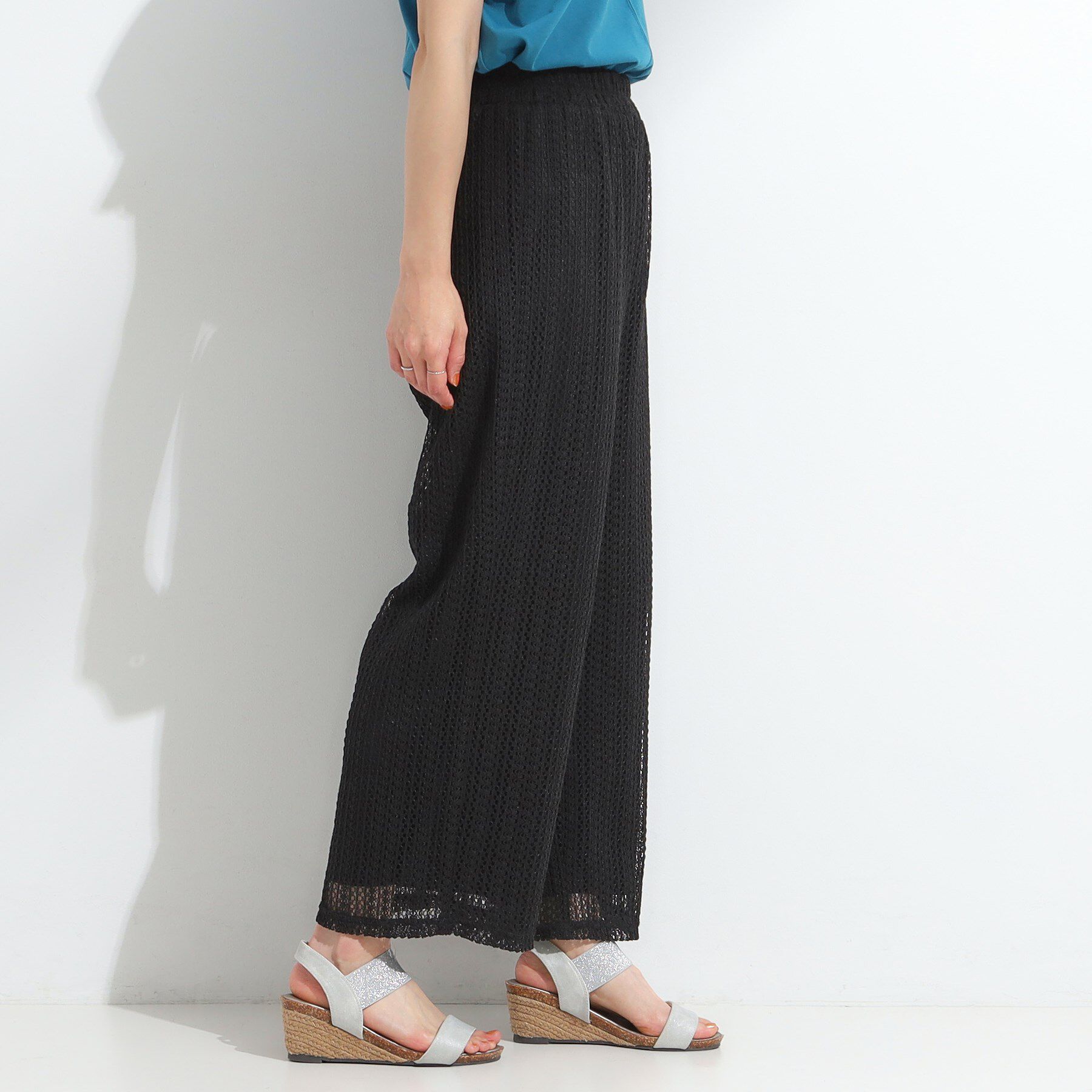 SHOO･LA･RUE「【S-LL】クロシェ風レースイージーワイドパンツ」|その他|