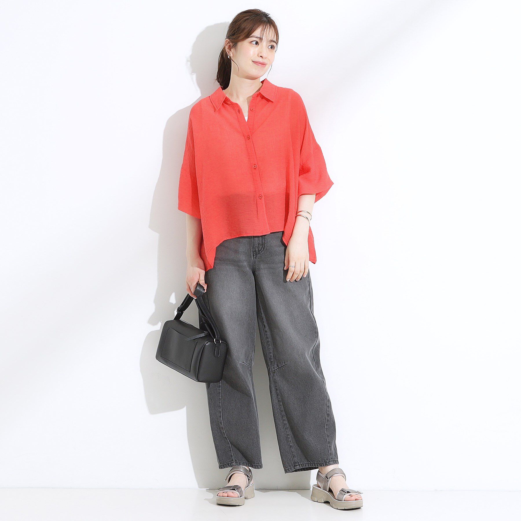 SHOO･LA･RUE「ゆるっと感がこなれ見え ワッシャーシアー半袖シャツ」|シャツ・ブラウス|