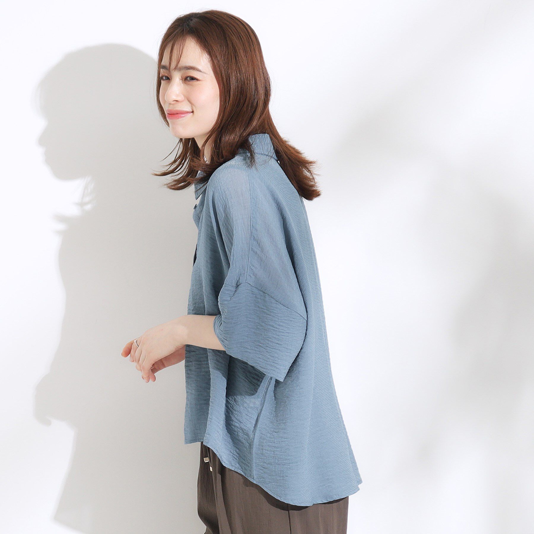 SHOO･LA･RUE「ゆるっと感がこなれ見え ワッシャーシアー半袖シャツ」|シャツ・ブラウス|