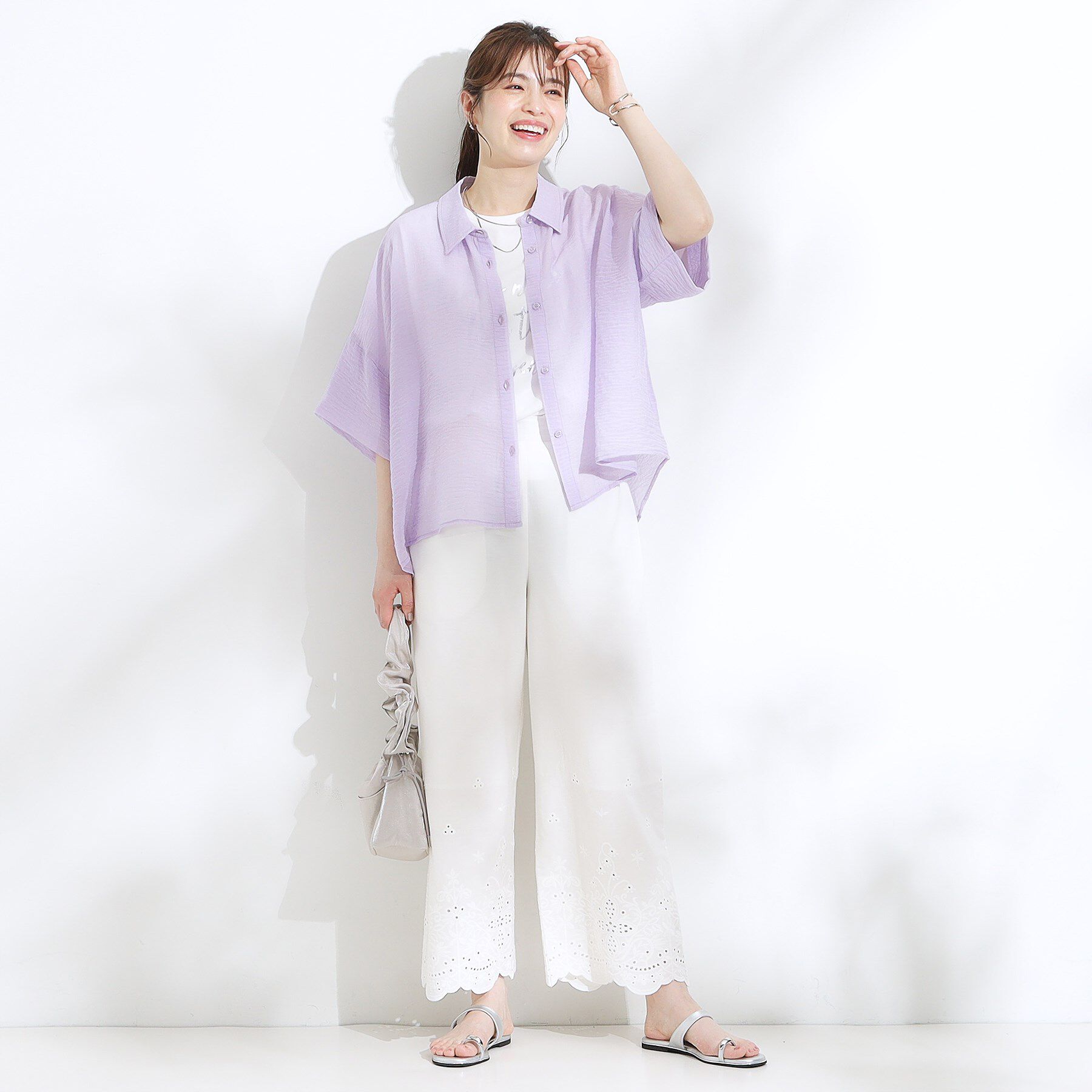 SHOO･LA･RUE「ゆるっと感がこなれ見え ワッシャーシアー半袖シャツ」|シャツ・ブラウス|