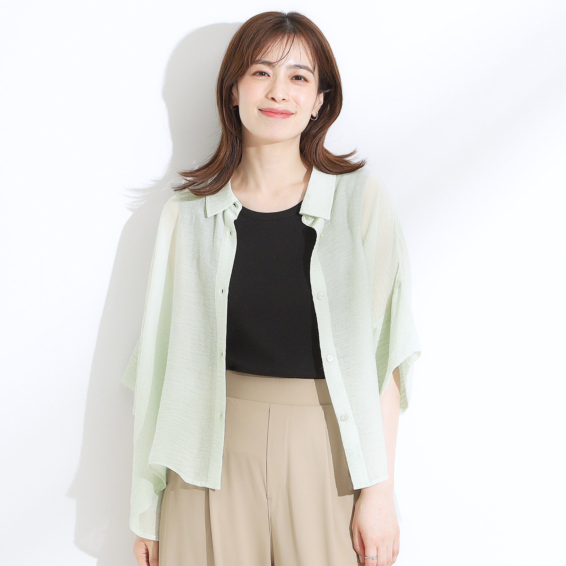 SHOO･LA･RUE「ゆるっと感がこなれ見え ワッシャーシアー半袖シャツ」|シャツ・ブラウス|