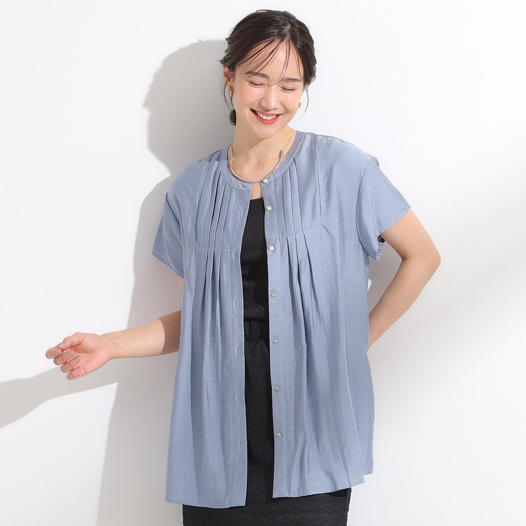 SHOO･LA･RUE「【S-LL/ひんやり】インせず決まる タックプリーツシャツ」|シャツ・ブラウス|