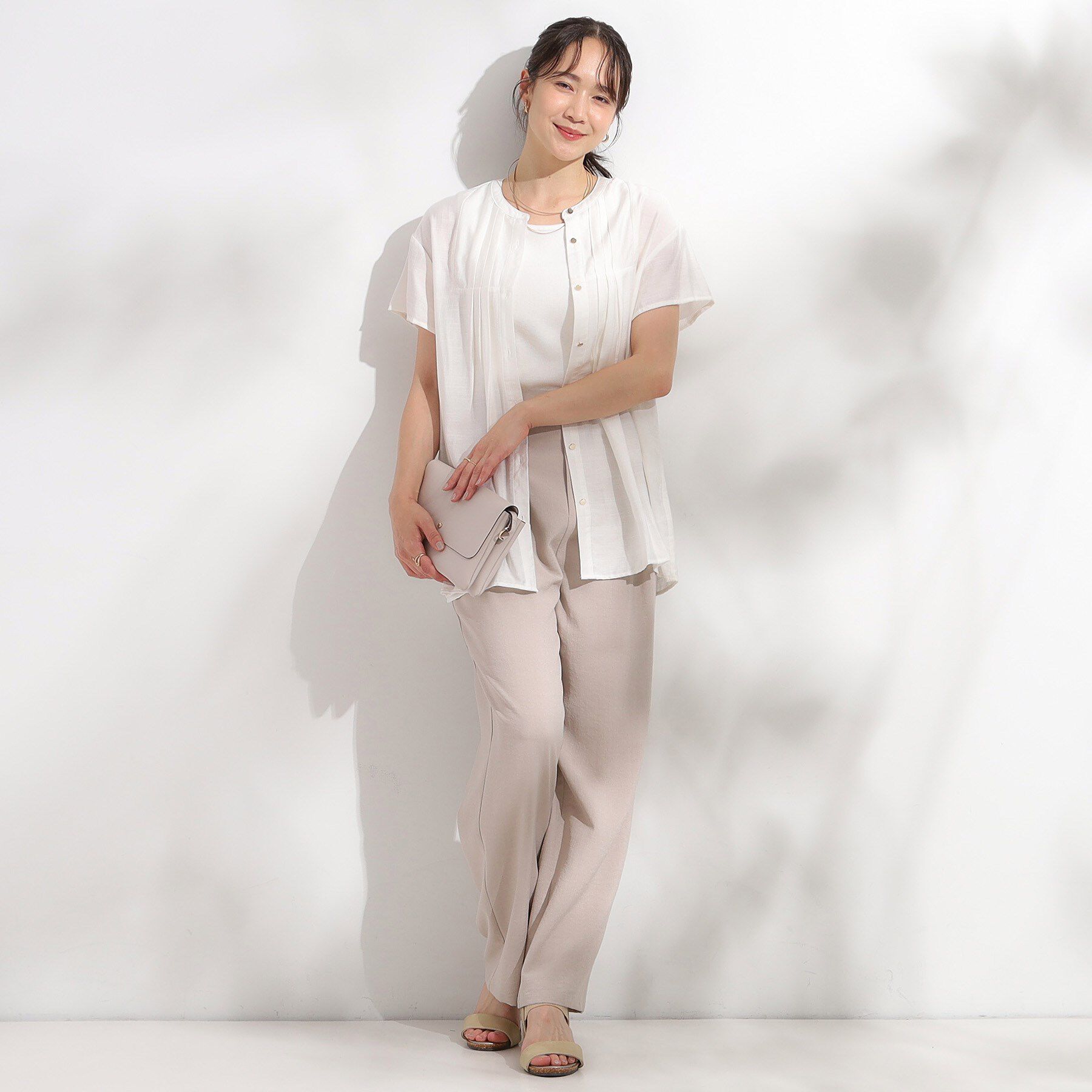 SHOO･LA･RUE「【S-LL/ひんやり】インせず決まる タックプリーツシャツ」|シャツ・ブラウス|