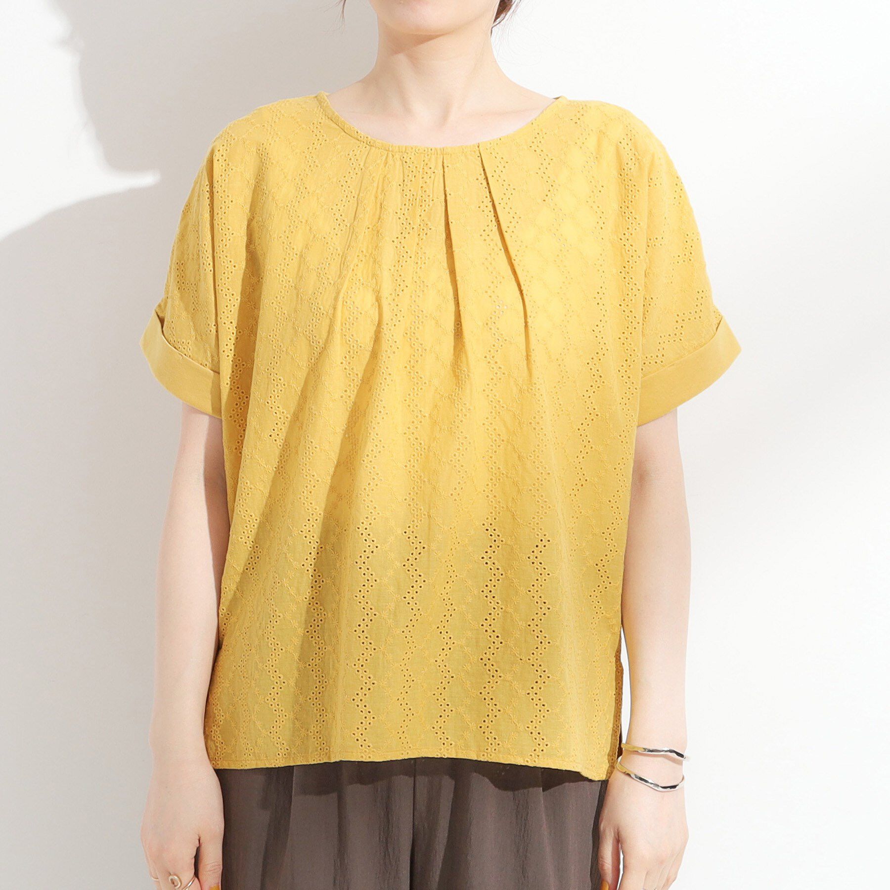 SHOO･LA･RUE「【S-LL】大人の上品な甘さ 刺繍レース切り替えトップス」|Tシャツ・カットソー|