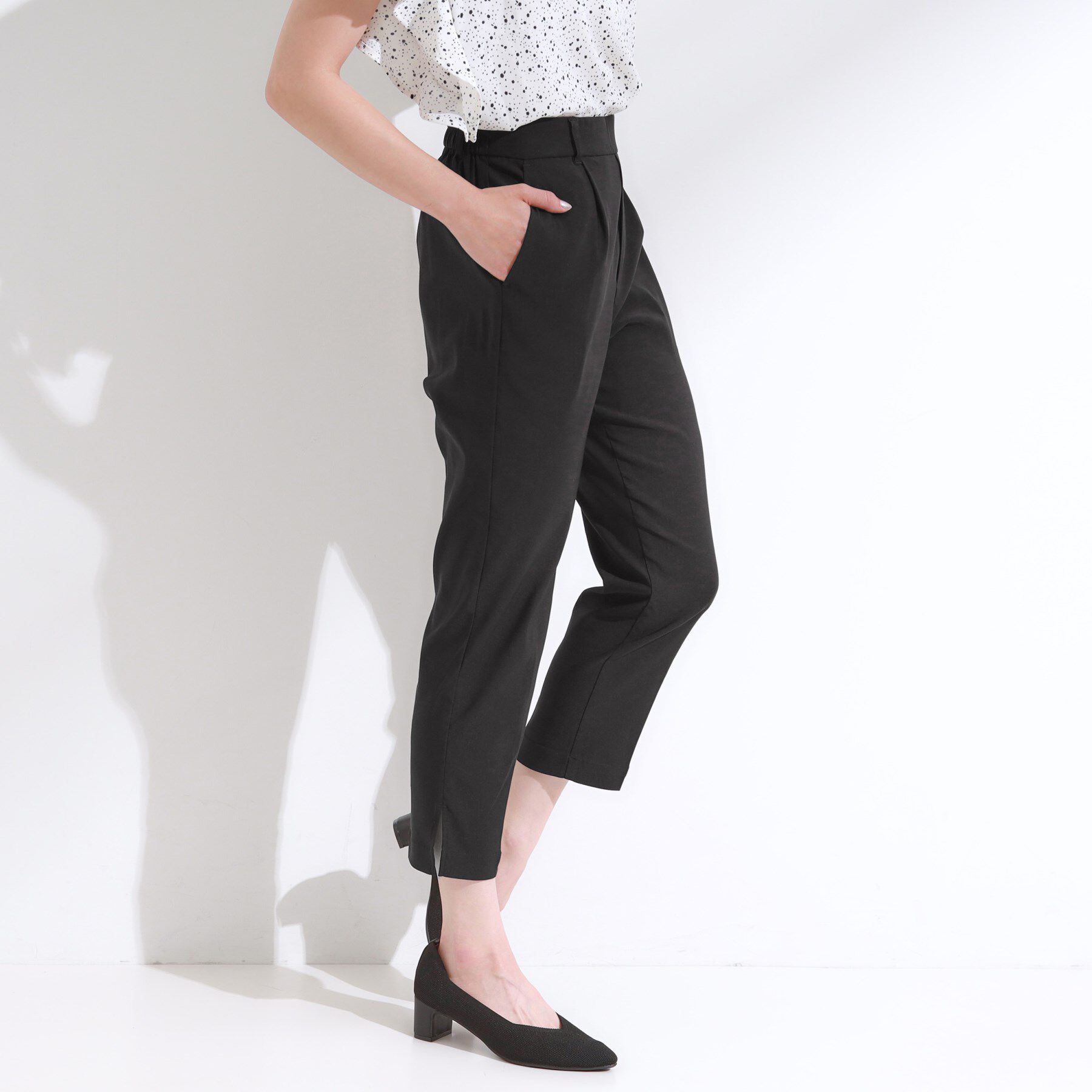 SHOO･LA･RUE「【S-LL/ひんやり】きれいめにもカジュアルにも サブリナパンツ」|その他|ブラック(019)