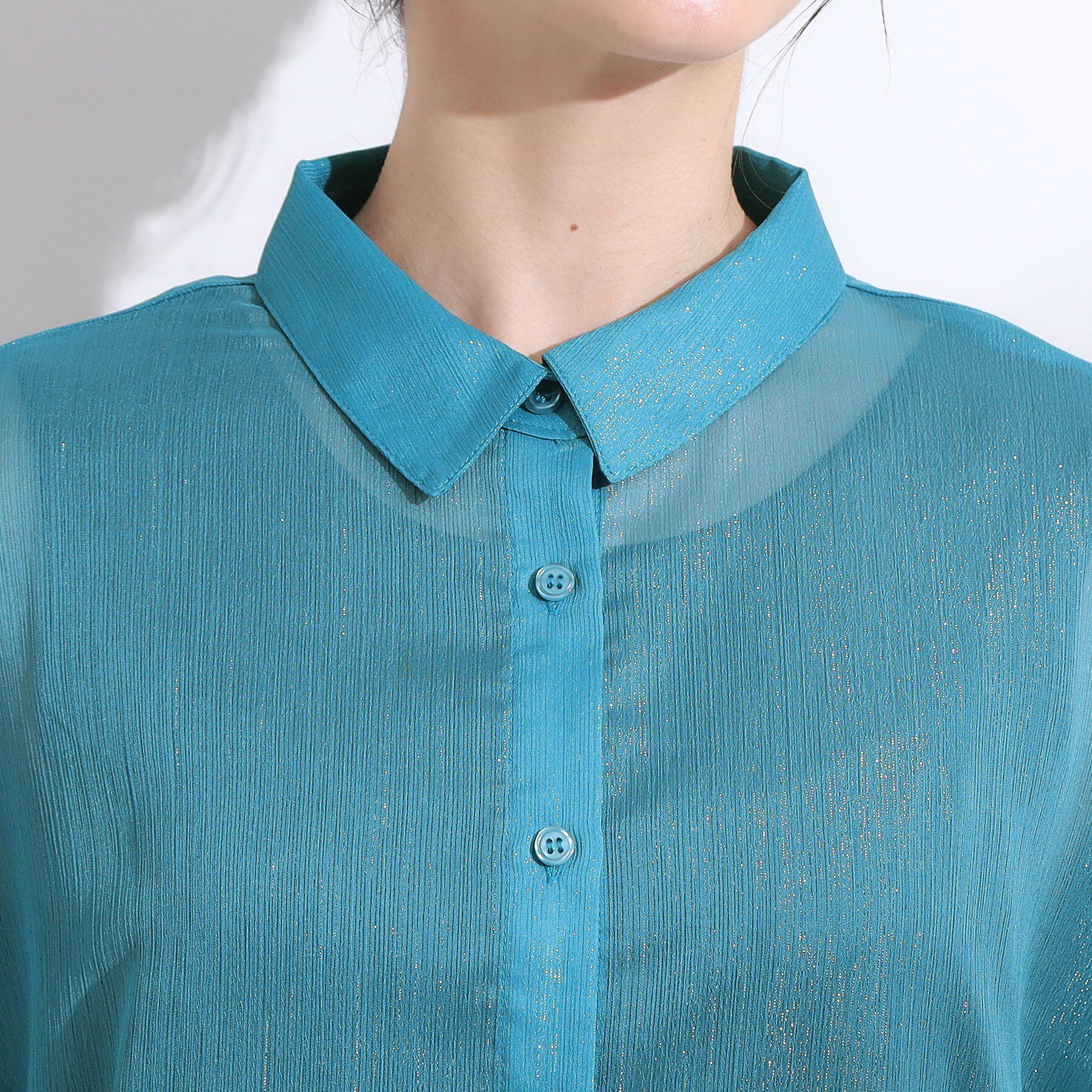 SHOO･LA･RUE「大人のシアー感 ラメが華やかな楊柳ポンチョシャツ」|シャツ・ブラウス|