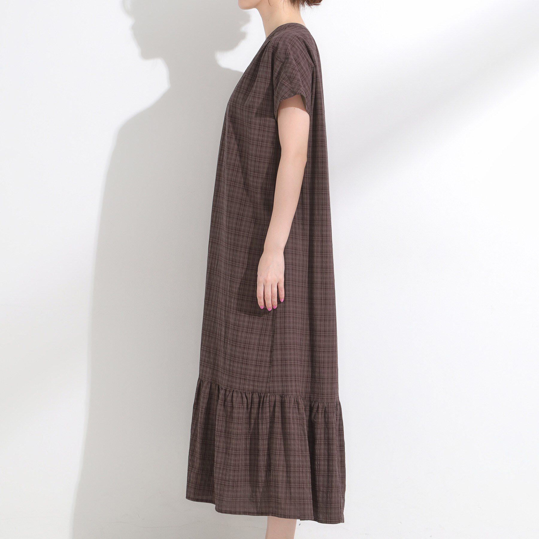 SHOO･LA･RUE「【S-LL】大人のチェック柄 ティアードワンピース」|ワンピース|