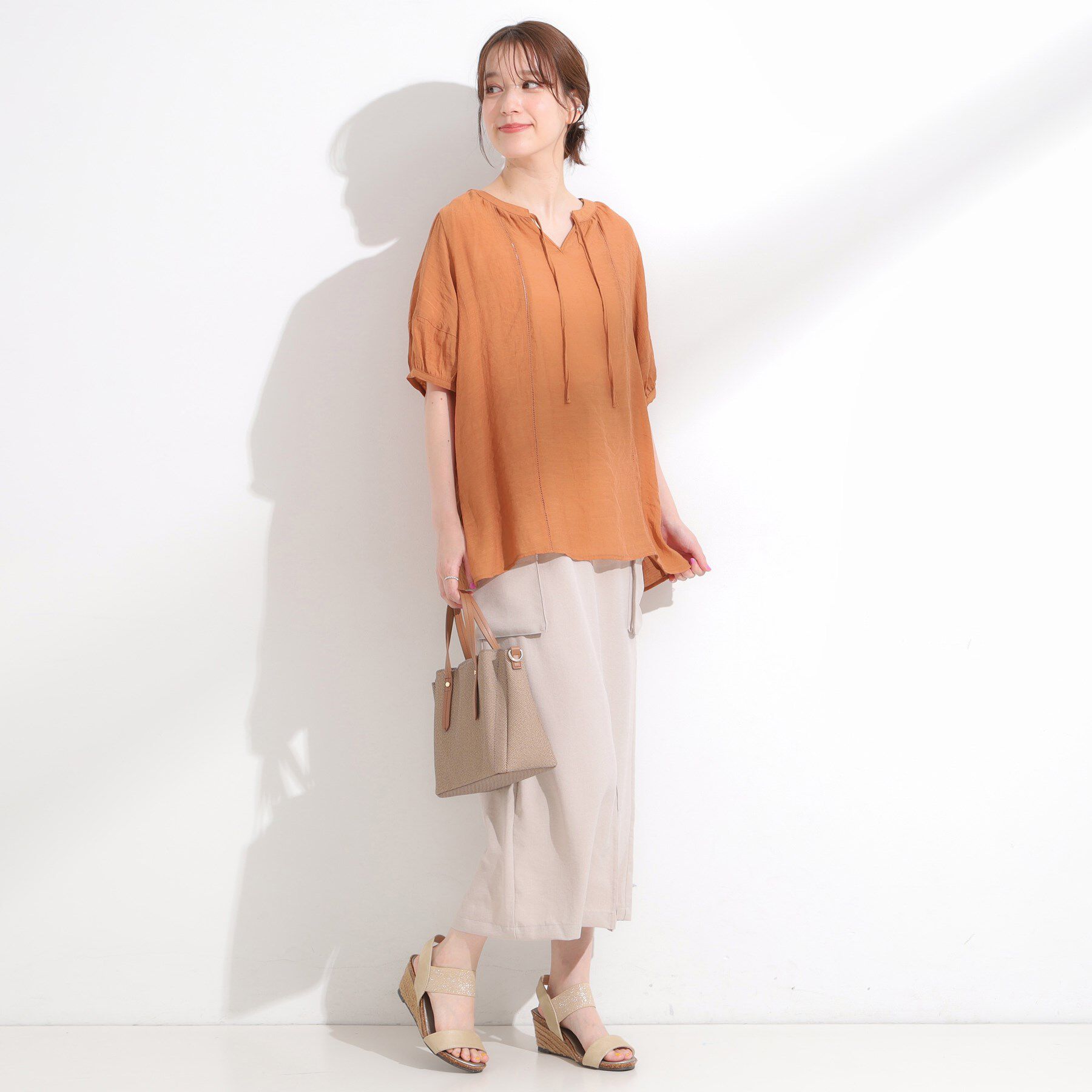 SHOO･LA･RUE「【S-LL/2点セット】リボン使いがアクセント はしごレースブラウス＋タンクトップ」|その他|