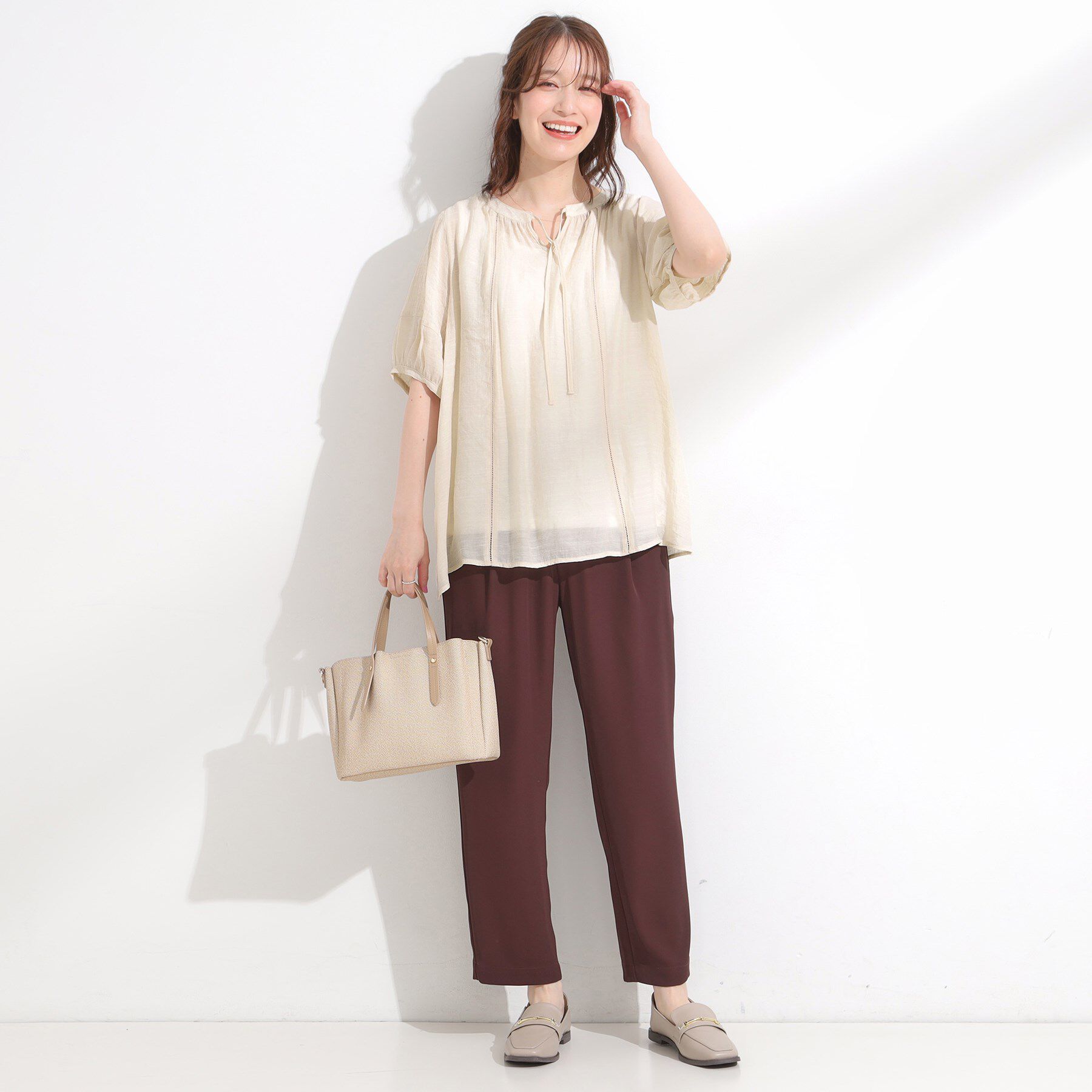 SHOO･LA･RUE「【S-LL/2点セット】リボン使いがアクセント はしごレースブラウス＋タンクトップ」|その他|