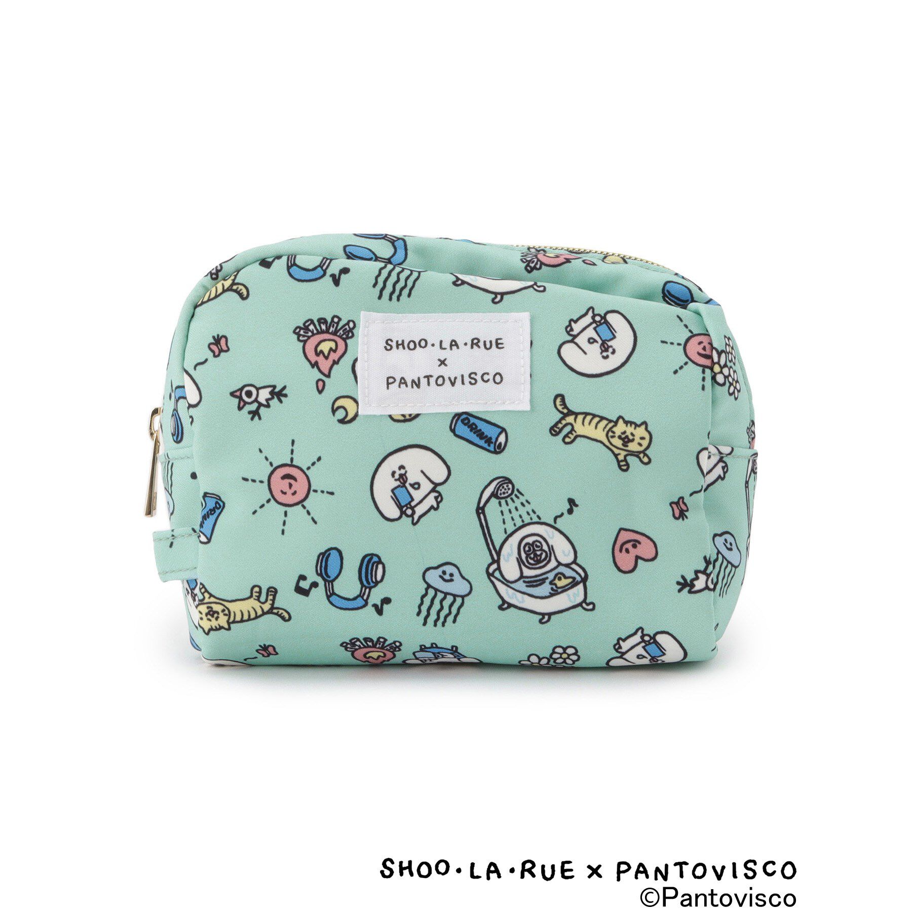 SHOO･LA･RUE「【パントビスコ／ぺろち】総柄ポーチ」|ポーチ|ブルー(492)