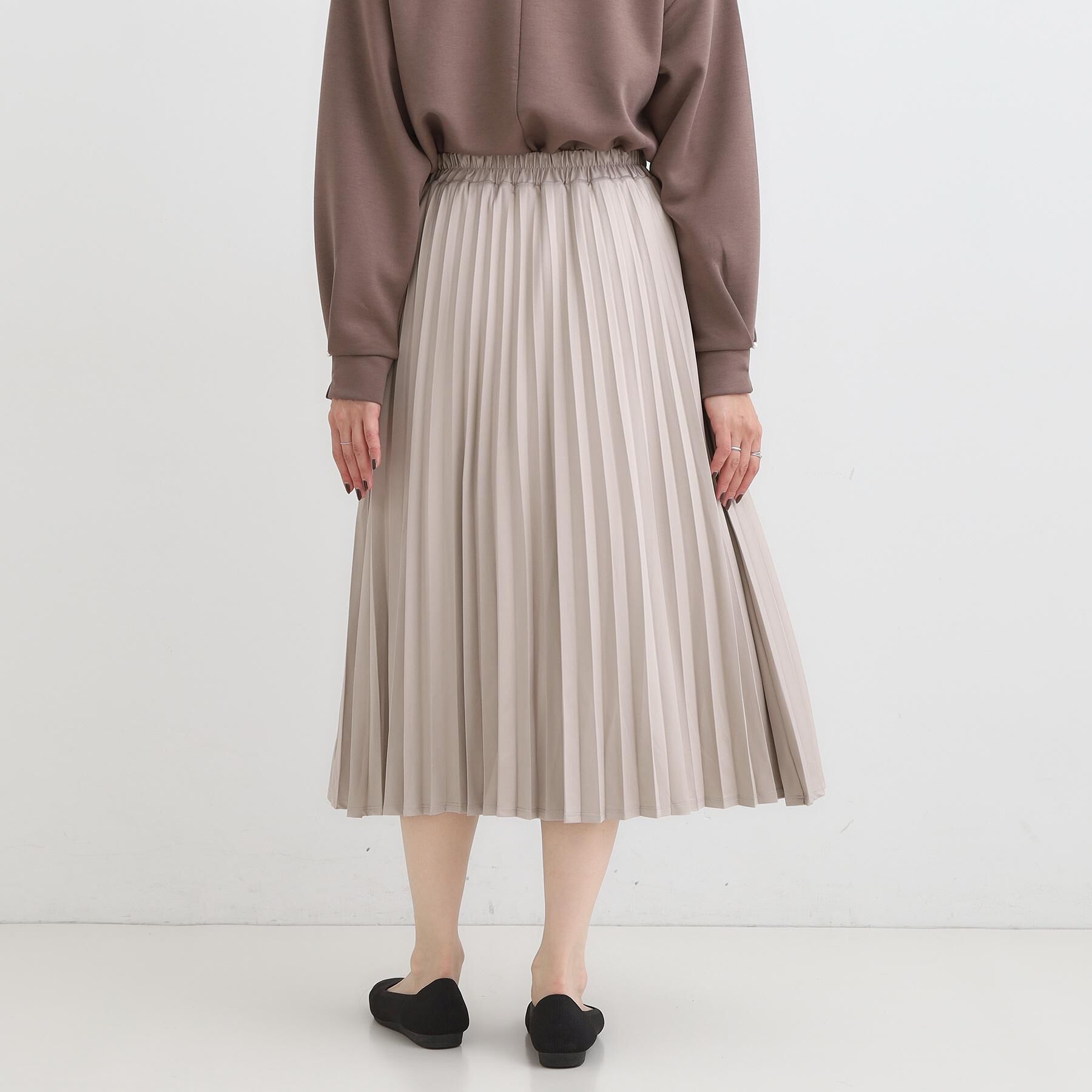 SHOO･LA･RUE「【着丈選べる】きれいめにもカジュアルにも レザー調プリーツスカート」|スカート|
