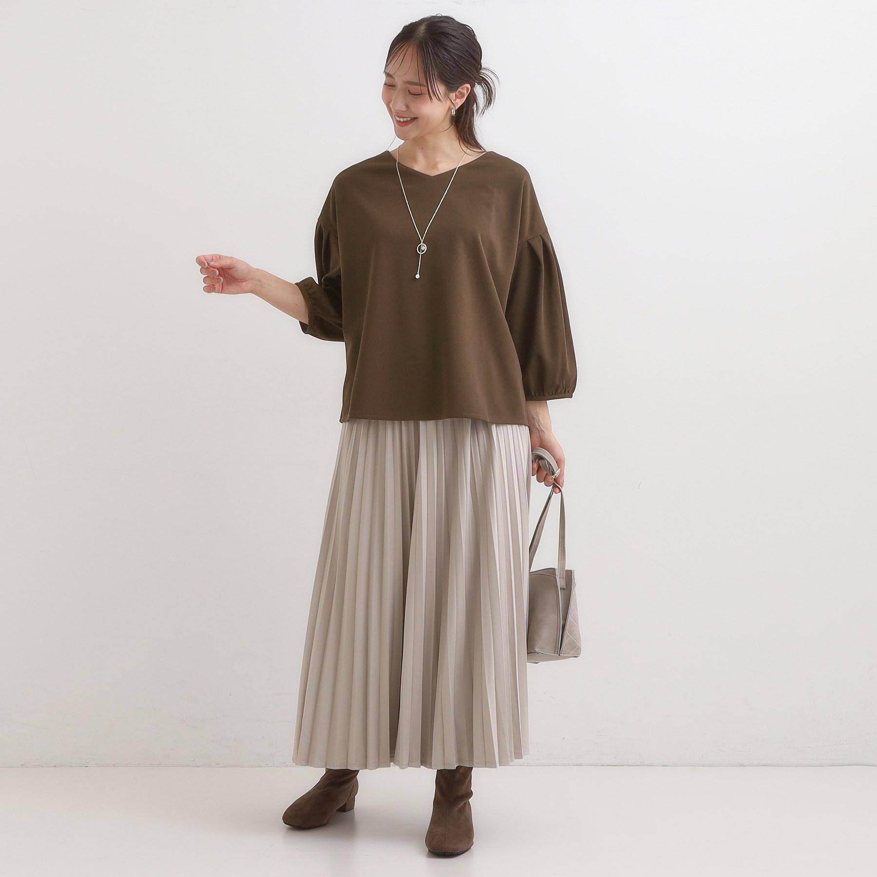 SHOO･LA･RUE「【着丈選べる】きれいめにもカジュアルにも レザー調プリーツスカート」|スカート|