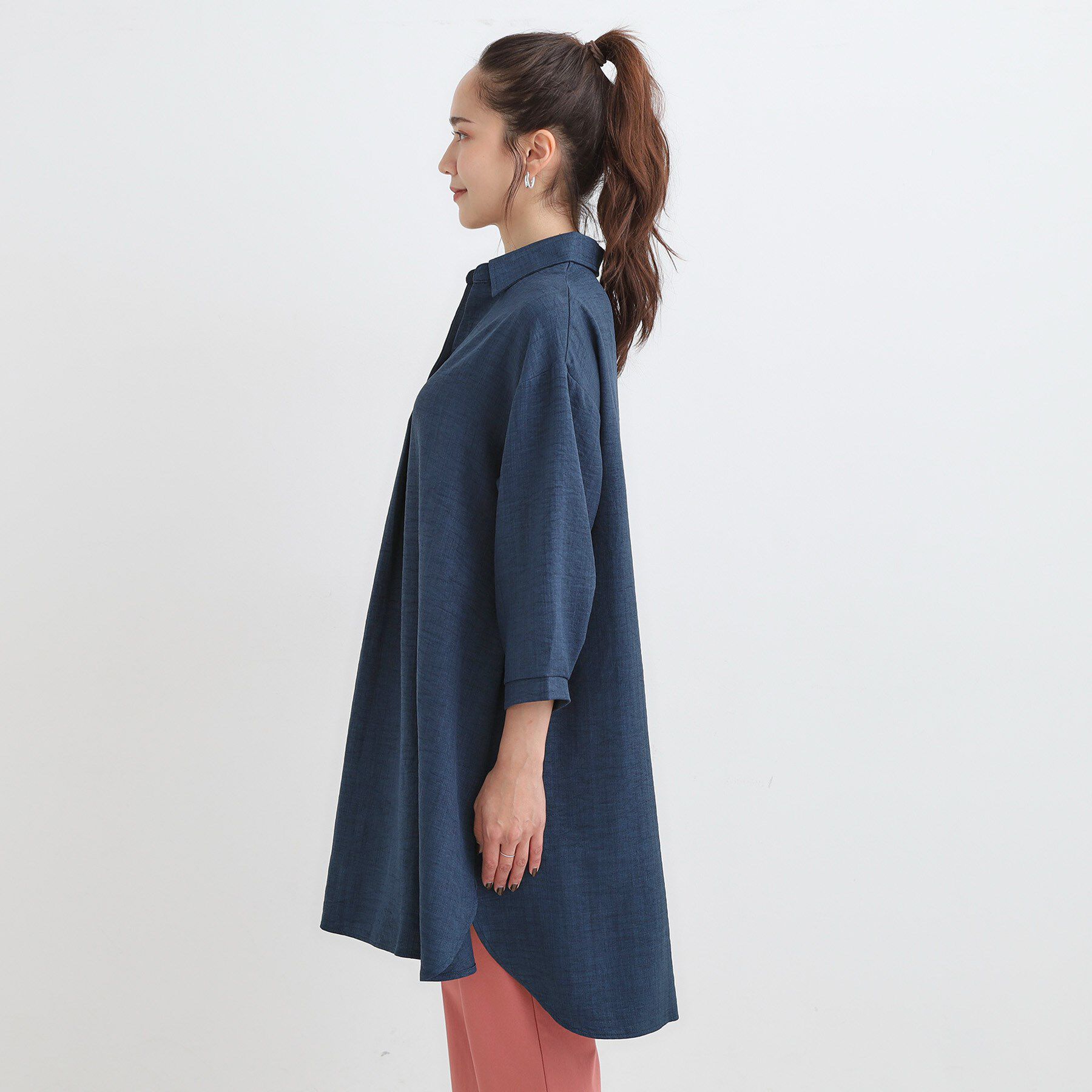 SHOO･LA･RUE「【S-LL/体型カバー】さらっとしたタッチが魅力 デニムライクチュニック」|チュニック|