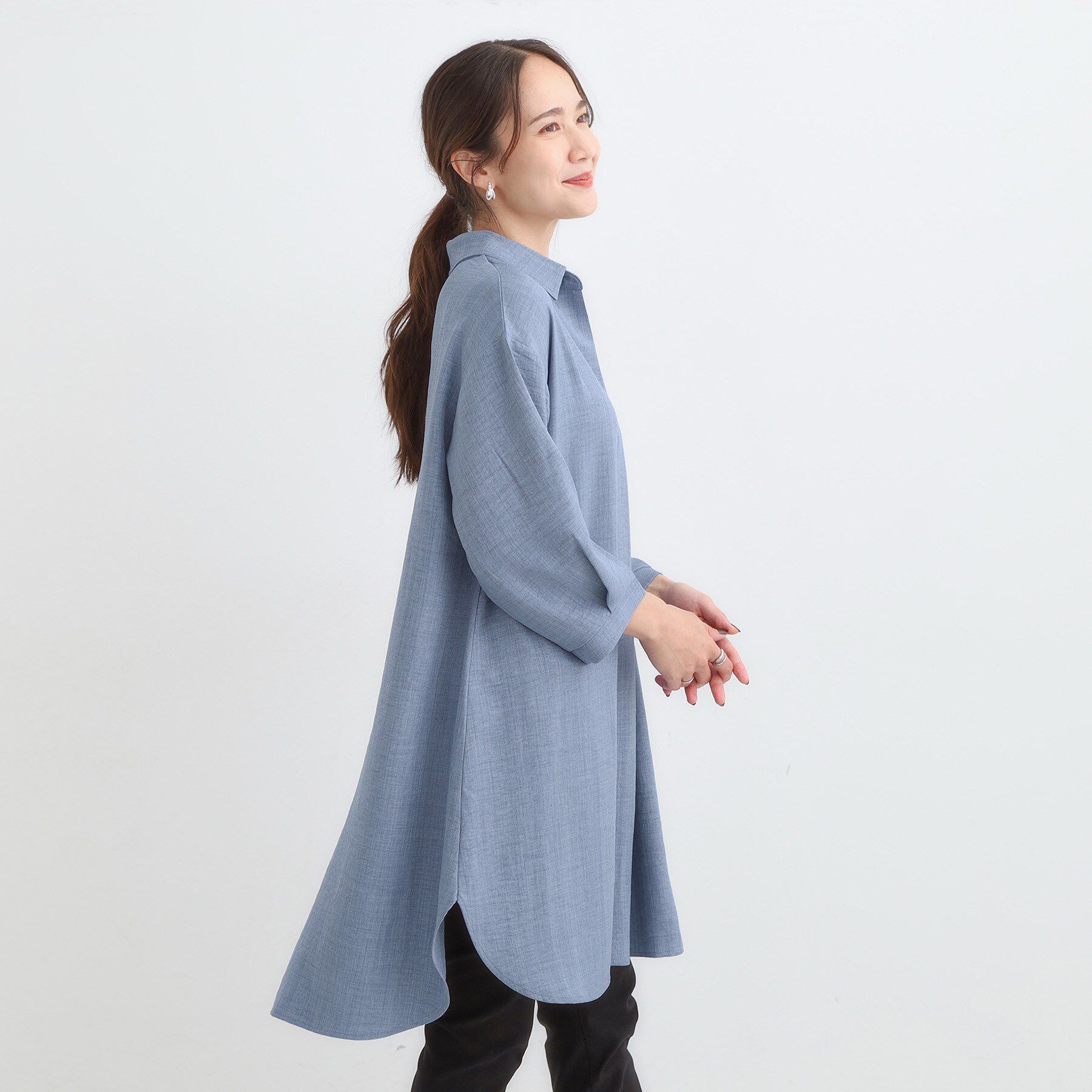 SHOO･LA･RUE「【S-LL/体型カバー】さらっとしたタッチが魅力 デニムライクチュニック」|チュニック|