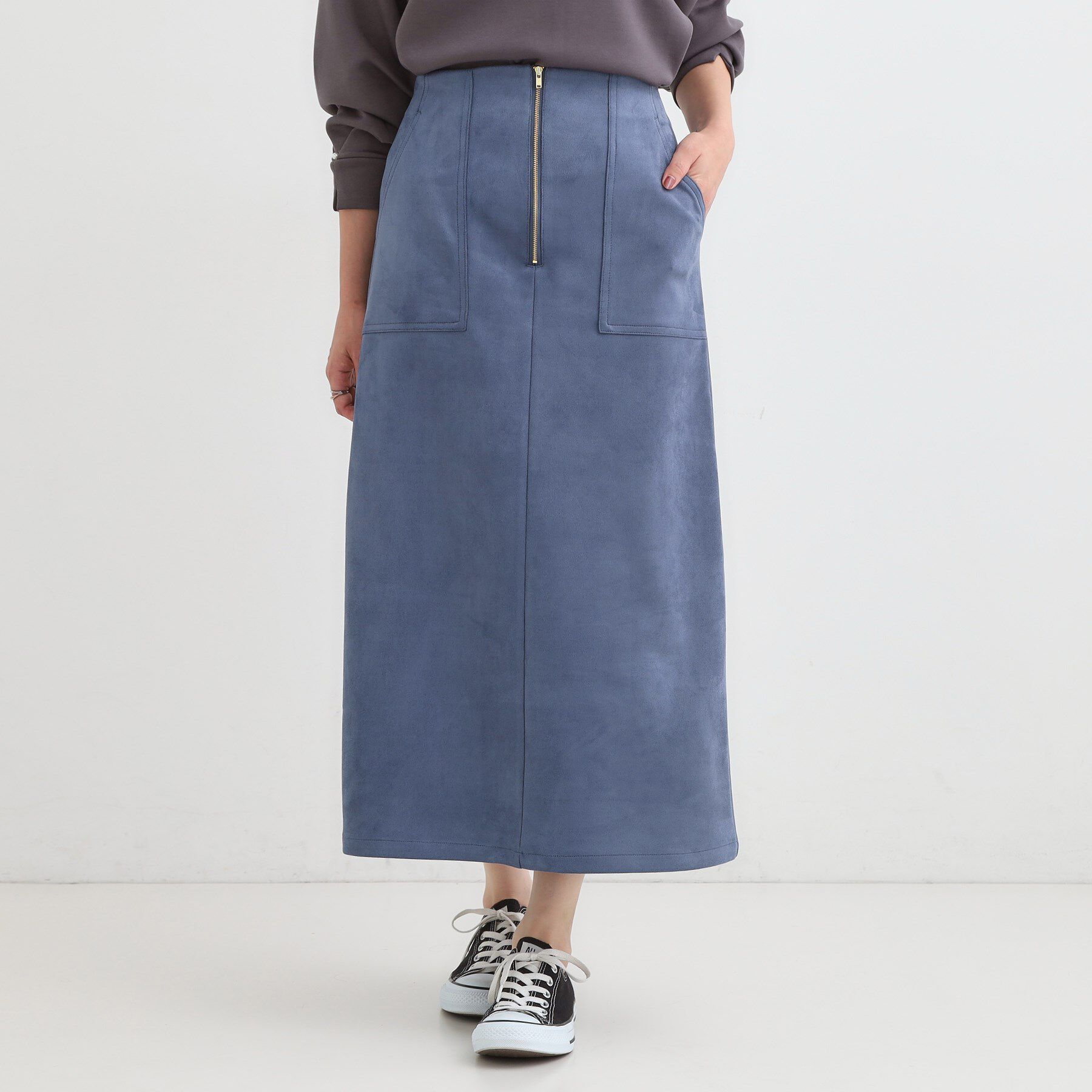 SHOO･LA･RUE「【洗濯機可】上品できれい見え フェイクスエード ナロースカート」|スカート|