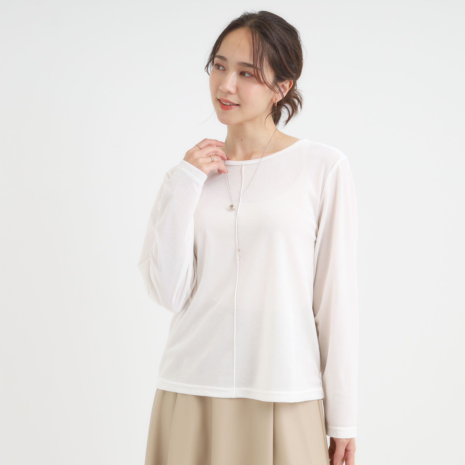 SHOO･LA･RUE「【洗える/S-LL】上品見え ベロア調シアートップス」|Tシャツ・カットソー|