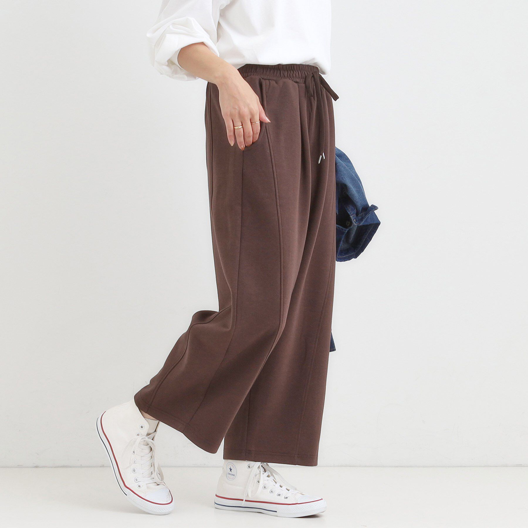 SHOO･LA･RUE「ダンボールスウェットカーブパンツ」|その他|ブラウン(043)