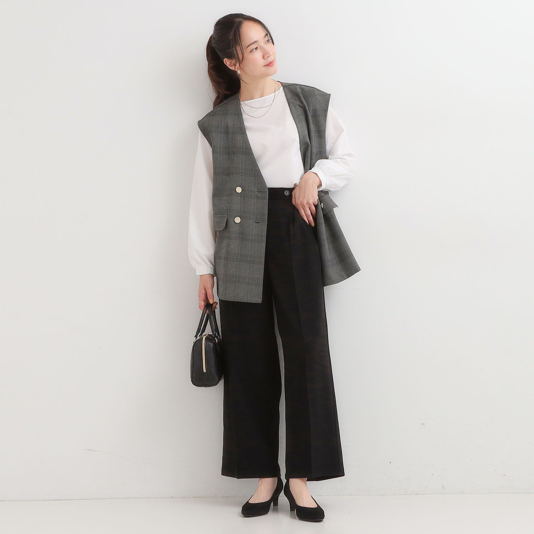 SHOO･LA･RUE「【着丈選べる】大人のきれいめスタイルに ウールフィール ワイドパンツ」|その他|