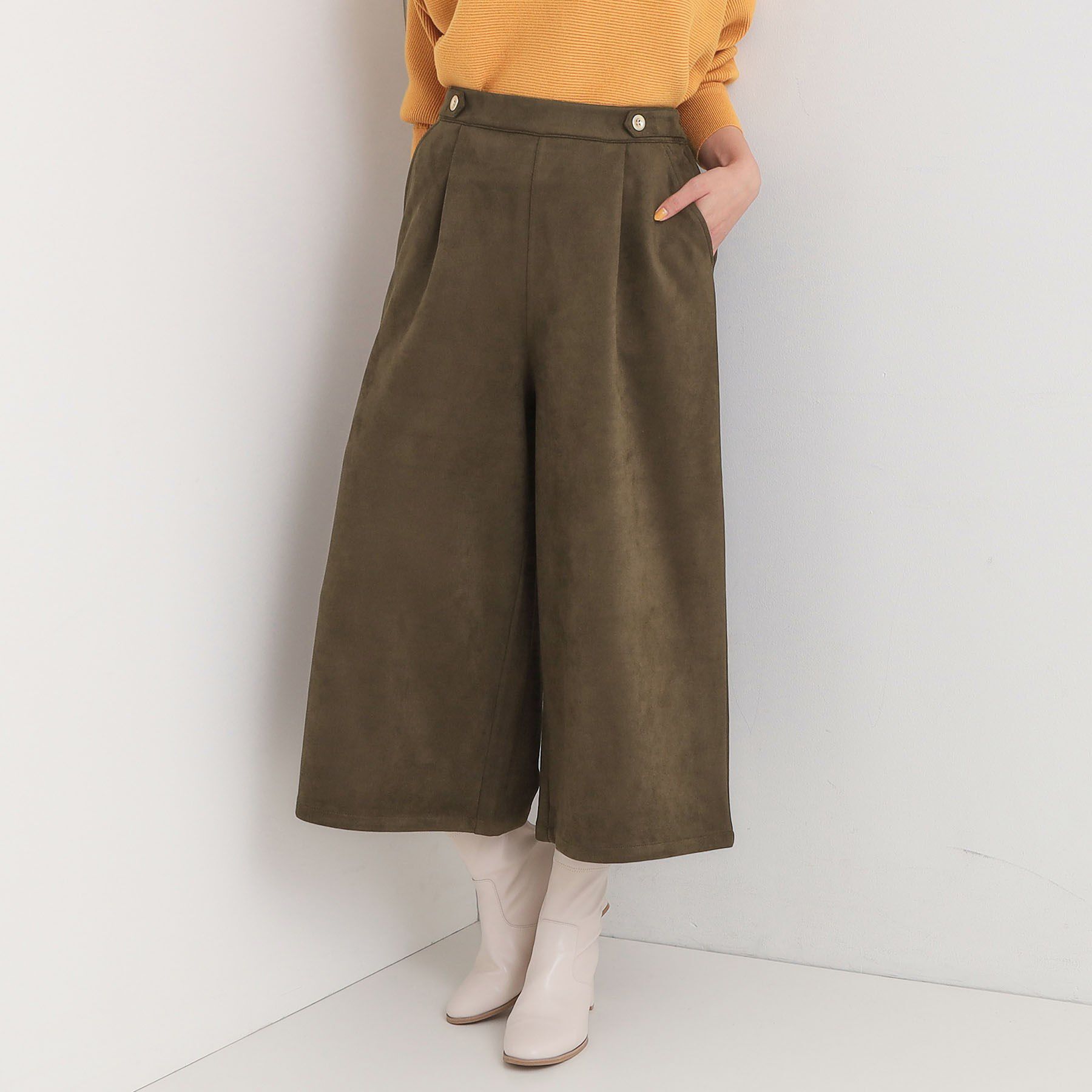 SHOO･LA･RUE「【洗濯機可/S-LL】やわらかスエード調ガウチョパンツ」|その他|ブラウン(043)