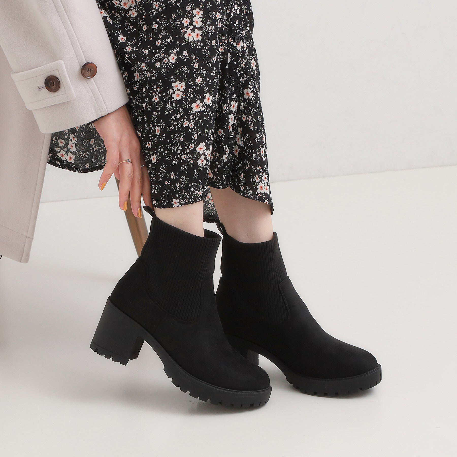 SHOO･LA･RUE「ヒールアップ はきぐちニットブーツ」|ショートブーツ|