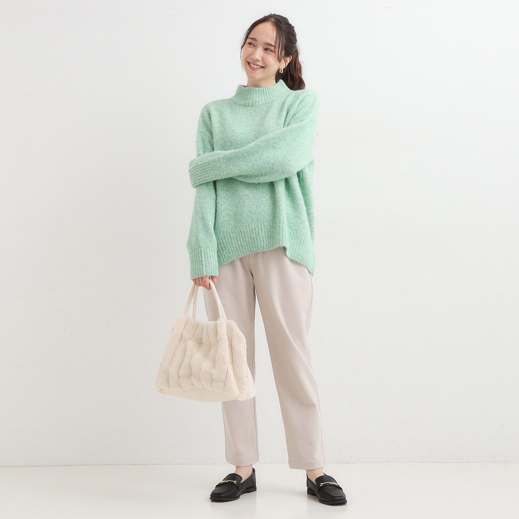 SHOO･LA･RUE「【洗濯機可/S-LL】インせず着られる ふわふわハイネックニット」|ニット・セーター|