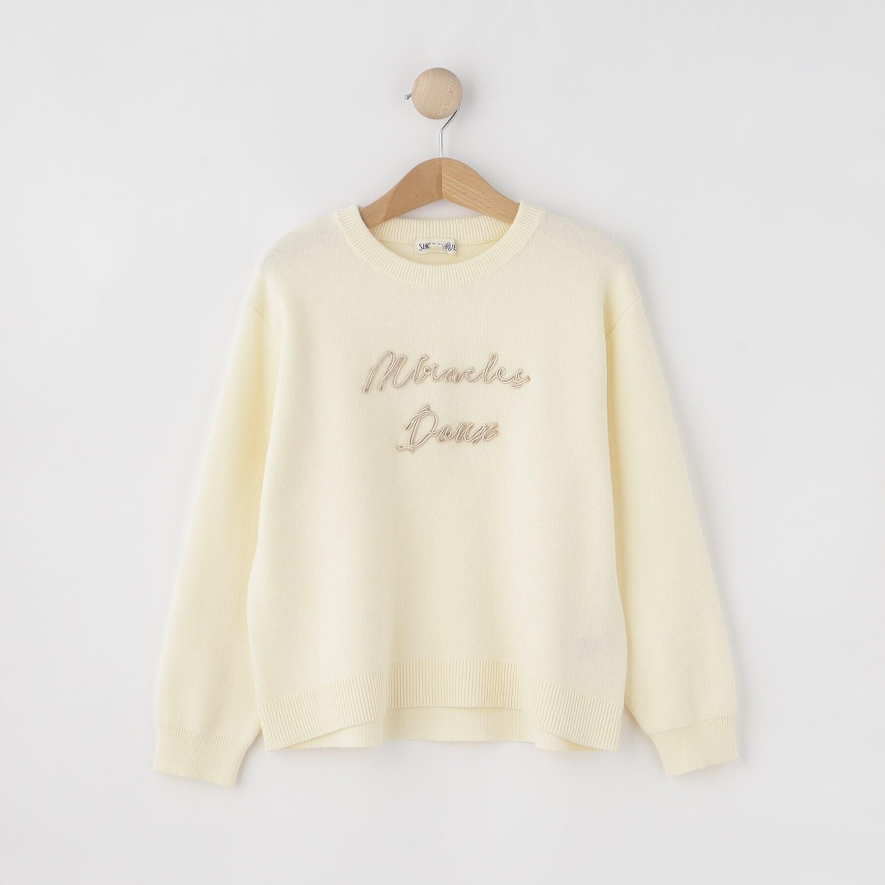 SHOO･LA･RUE「【100-150cm/リンク可/洗濯機可】ウェットライク刺繍ロゴニット」|ニット・セーター|