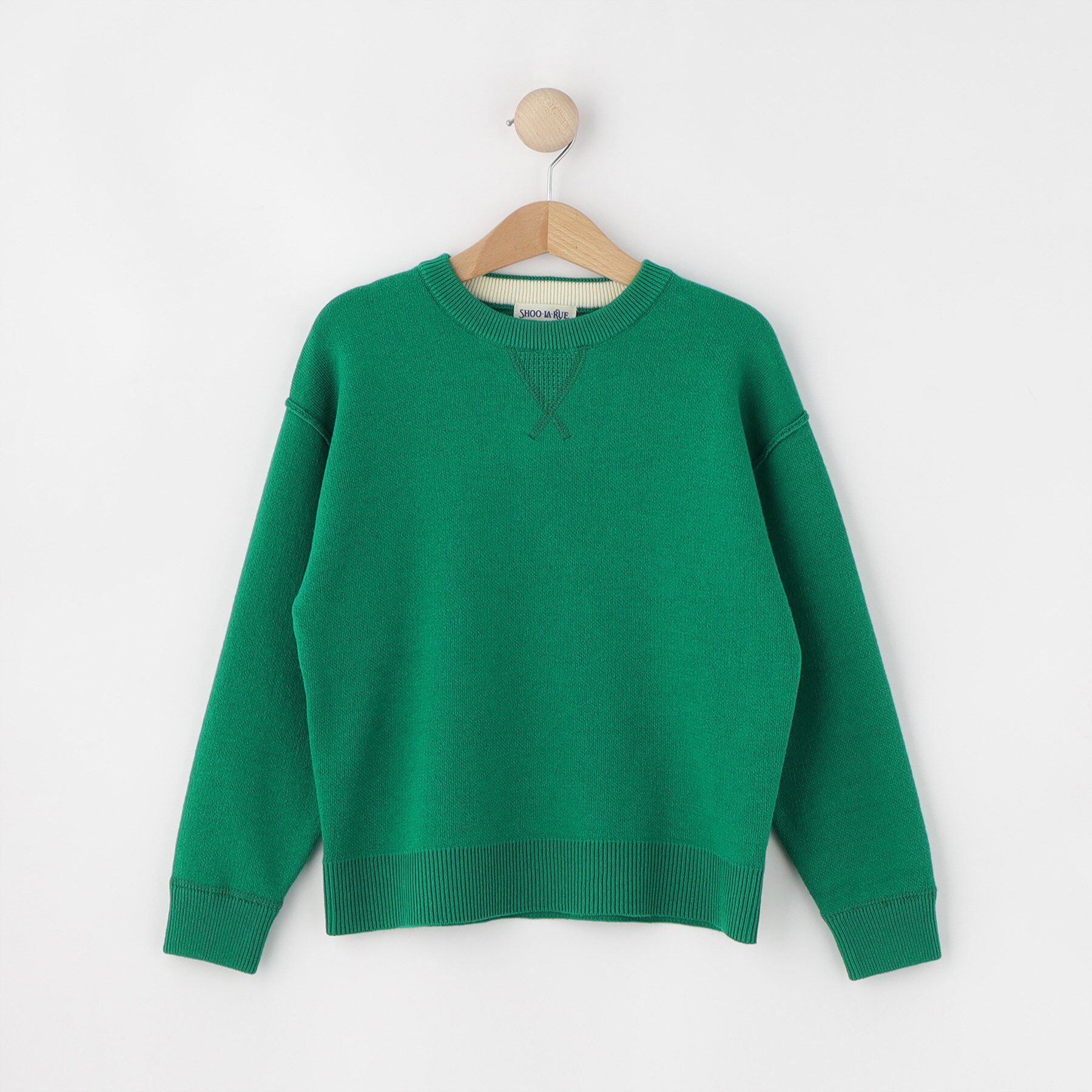 SHOO･LA･RUE「【100-150cm/リンク可】シンプルだから使いやすい カラーニット」|ニット・セーター|グリーン(022)