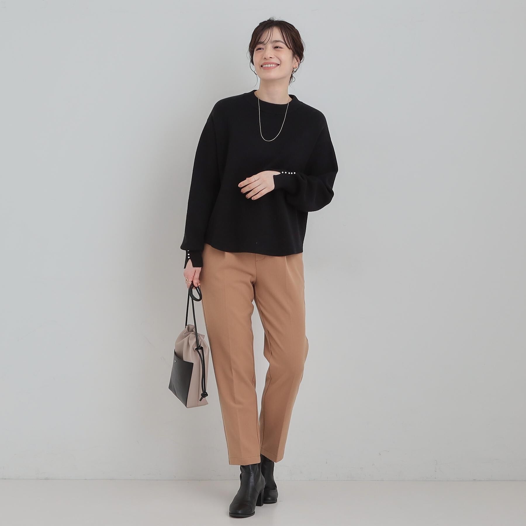 SHOO･LA･RUE「【セットアップ可/S-LL】インせず着られる 洗えるもちもち裾ラウンドニット」|ニット・セーター|