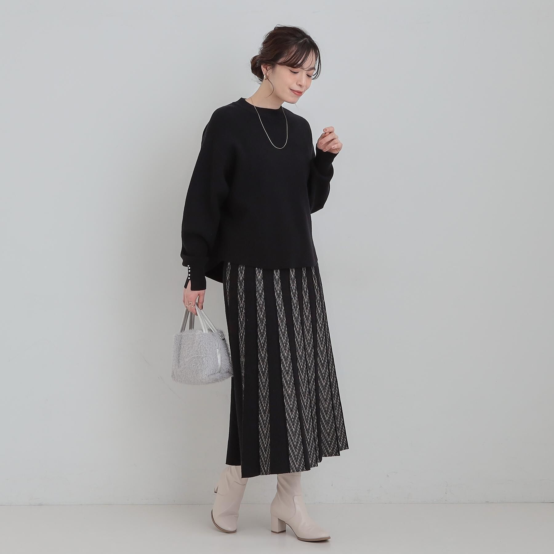 SHOO･LA･RUE「【セットアップ可/S-LL】インせず着られる 洗えるもちもち裾ラウンドニット」|ニット・セーター|