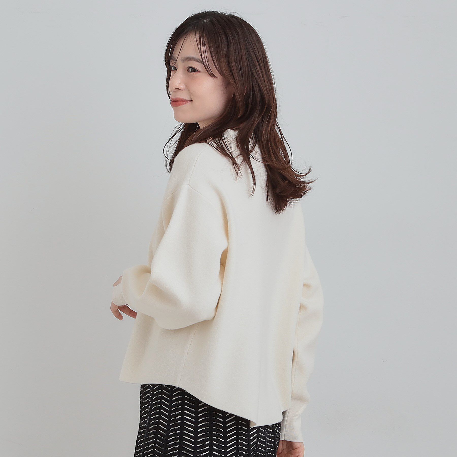 SHOO･LA･RUE「【セットアップ可/S-LL】インせず着られる 洗えるもちもち裾ラウンドニット」|ニット・セーター|