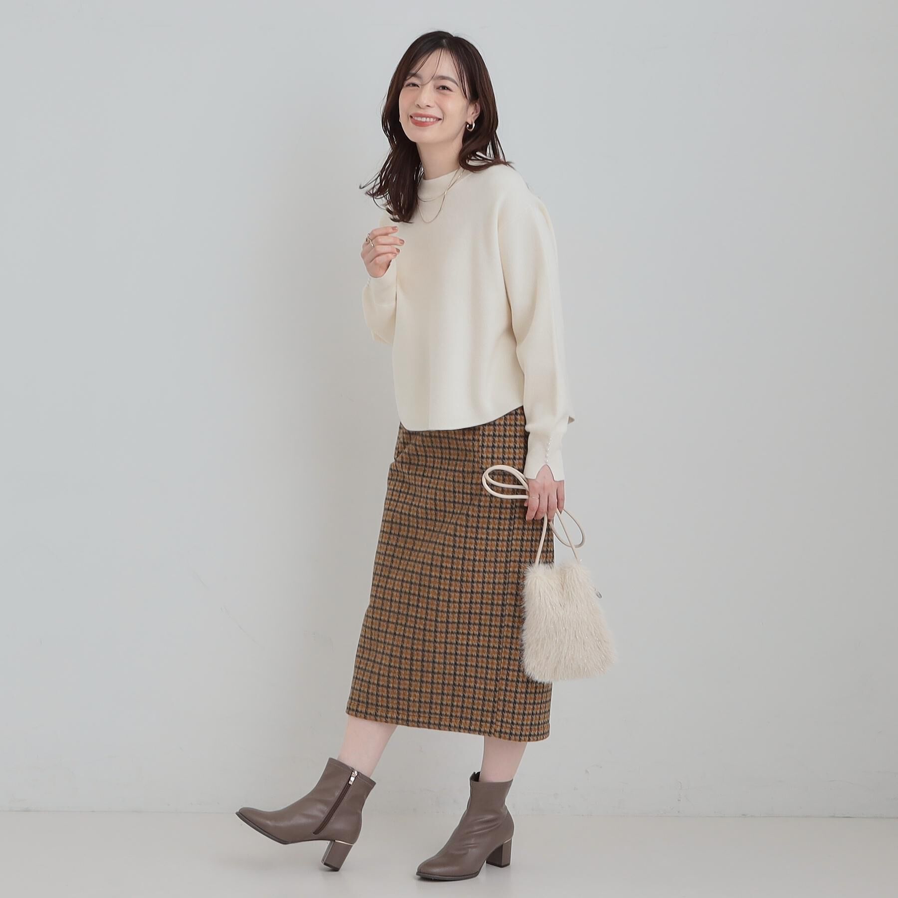 SHOO･LA･RUE「【セットアップ可/S-LL】インせず着られる 洗えるもちもち裾ラウンドニット」|ニット・セーター|