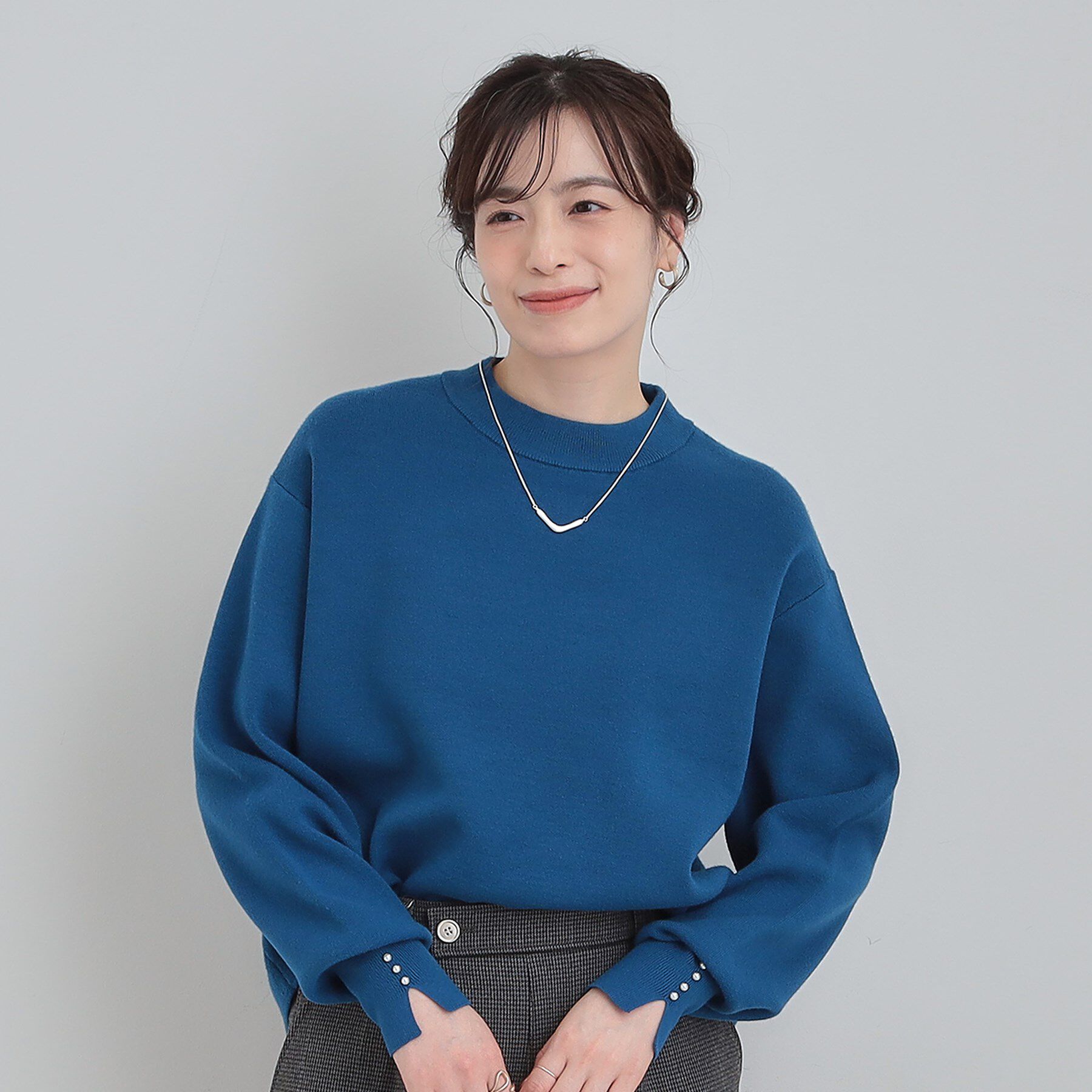 SHOO･LA･RUE「【セットアップ可/S-LL】インせず着られる 洗えるもちもち裾ラウンドニット」|ニット・セーター|