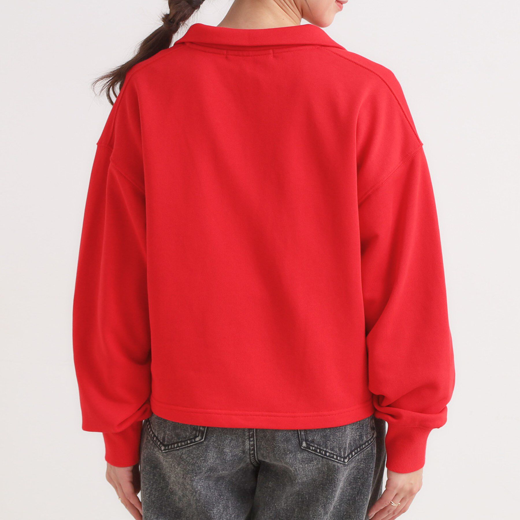 SHOO･LA･RUE「【なめらかタッチ/洗濯機可】スキッパーポロスウェット」|パーカー|