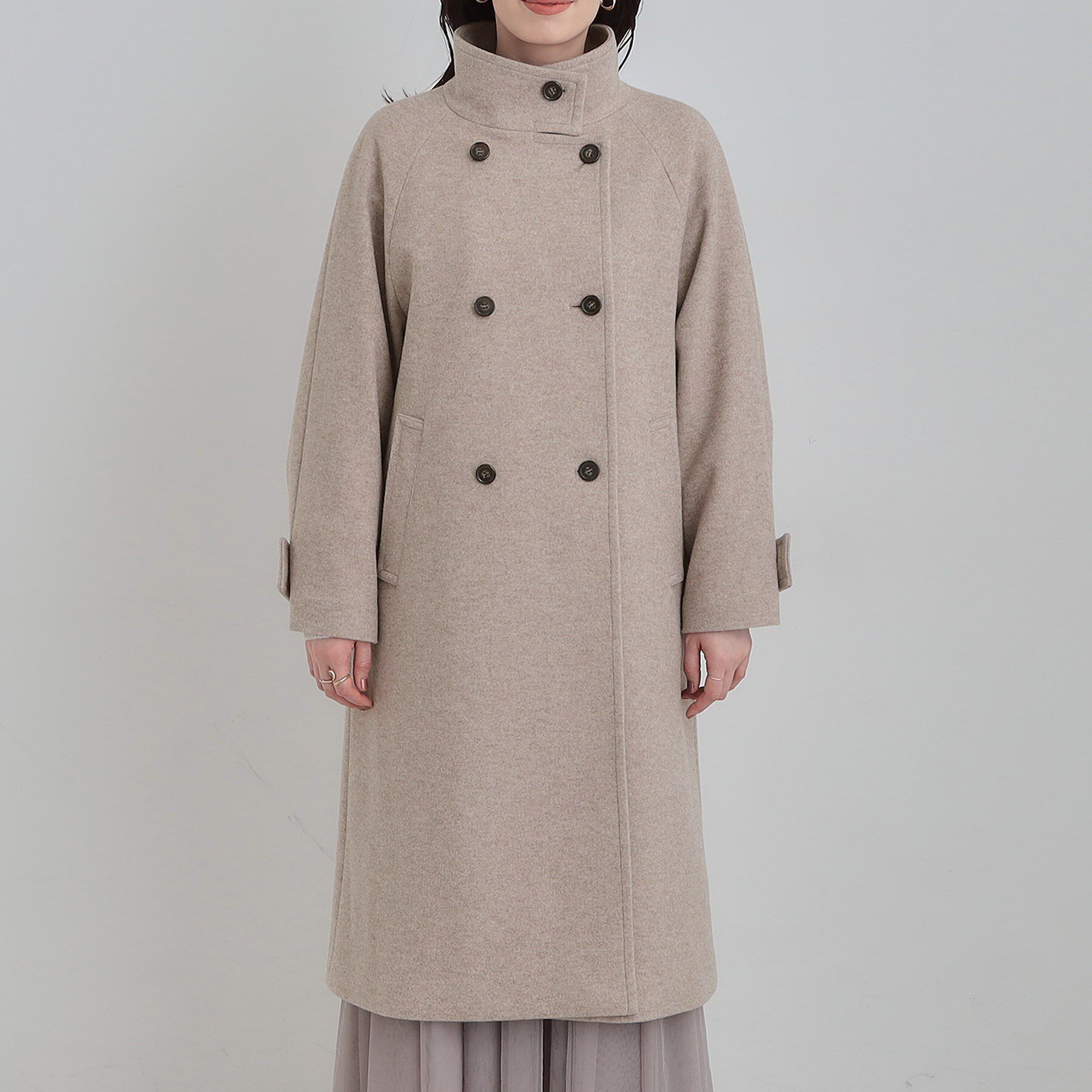 SHOO･LA･RUE「【S-LL】大人のきれいめスタイルに ウール調スタンドロングコート」|その他|