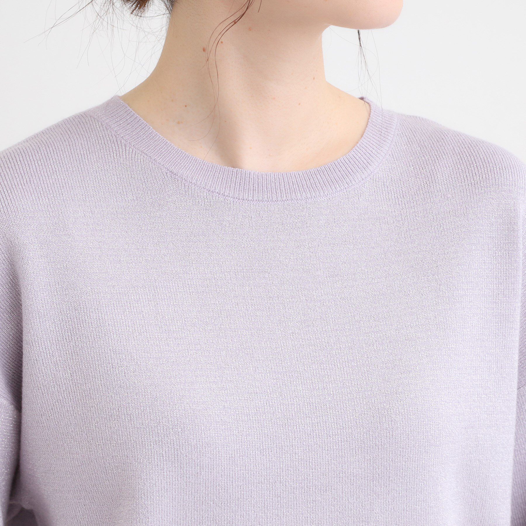 SHOO･LA･RUE「【S-LL】お袖タックが女性らしさをプラス 華やかラメニット」|ニット・セーター|